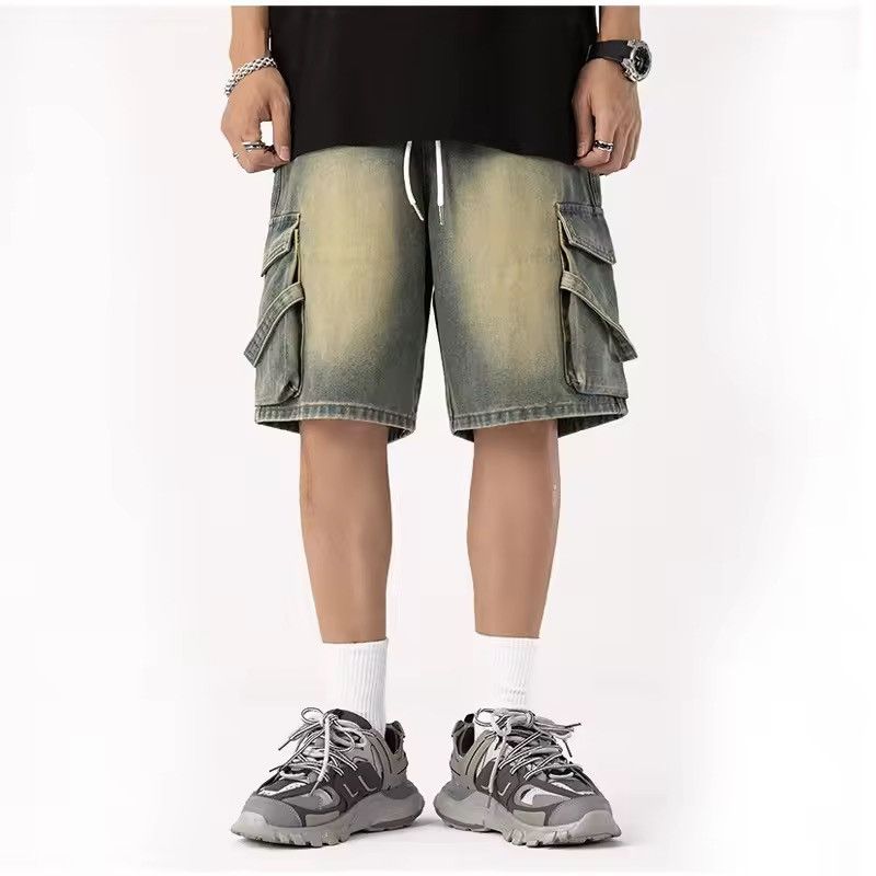 Japanese Brand New Distressed Cargo Shorts - Olive Green, Streetwear Style Size US 34 / EU 50 - 4 Thumbnail