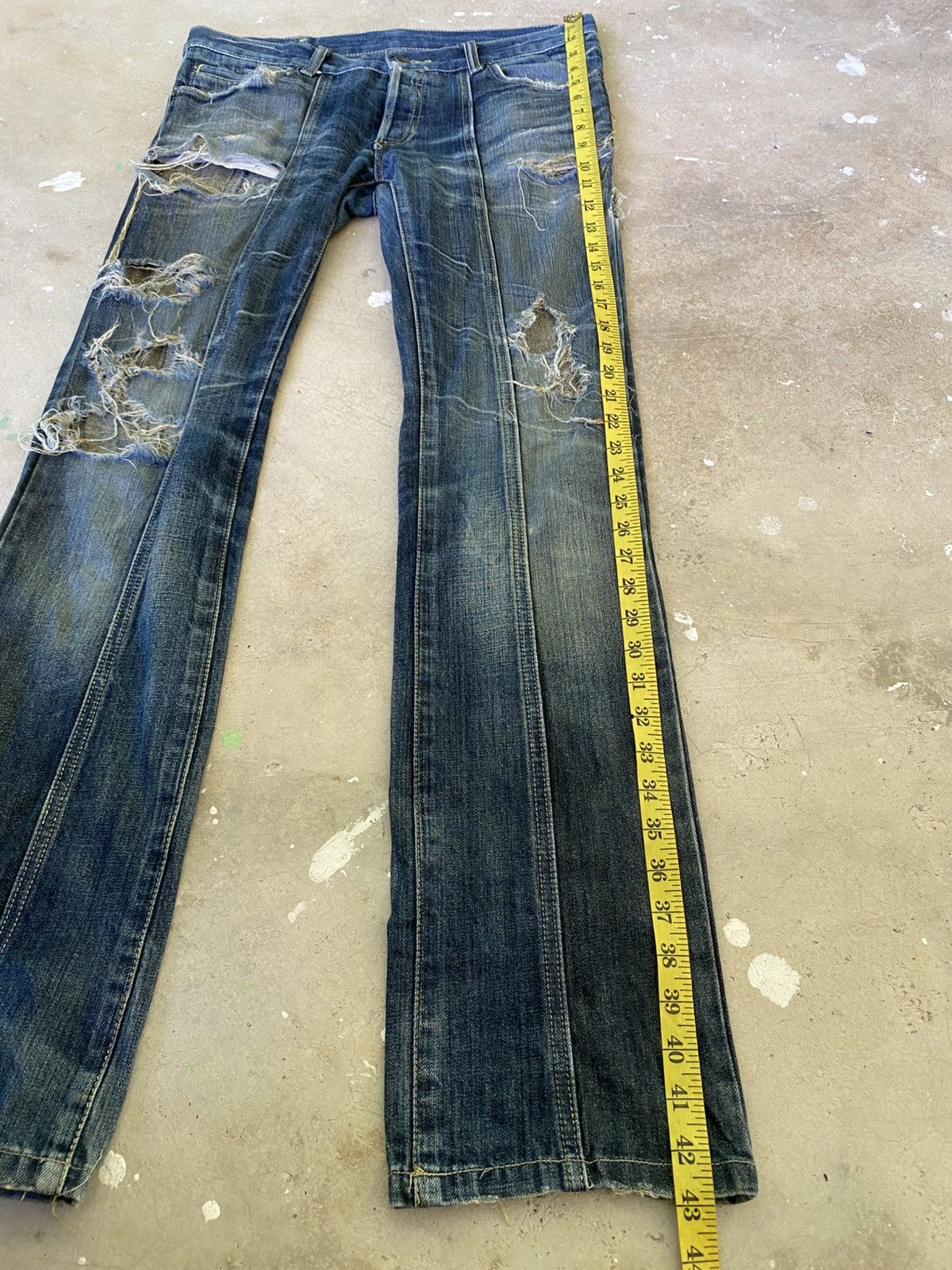 Japanese Brand Buffalo Distressed Flared Denim Jeans Y2K Size US 31 - 16 Thumbnail