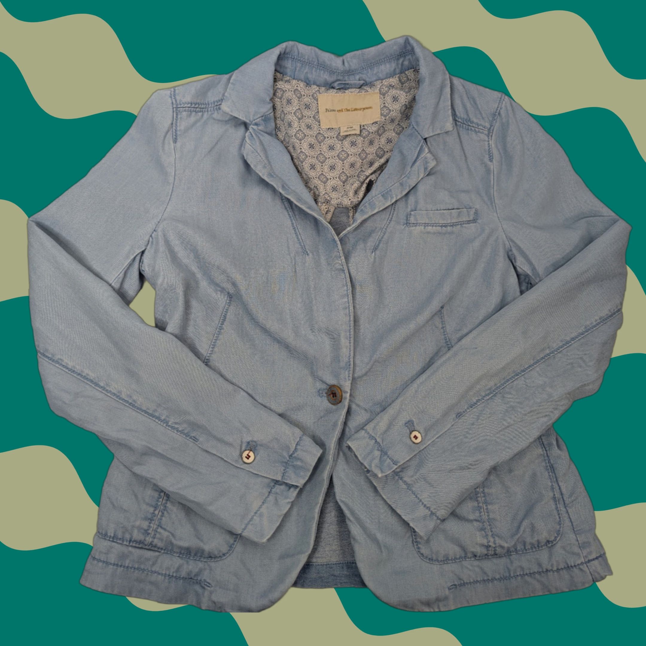 Anthropologie VINTAGE Pilcro & The Letterpress Newsy Chambray One Button Blazer Jacket Size Medium Size M / US 6-8 / IT 42-44 - 1 Thumbnail