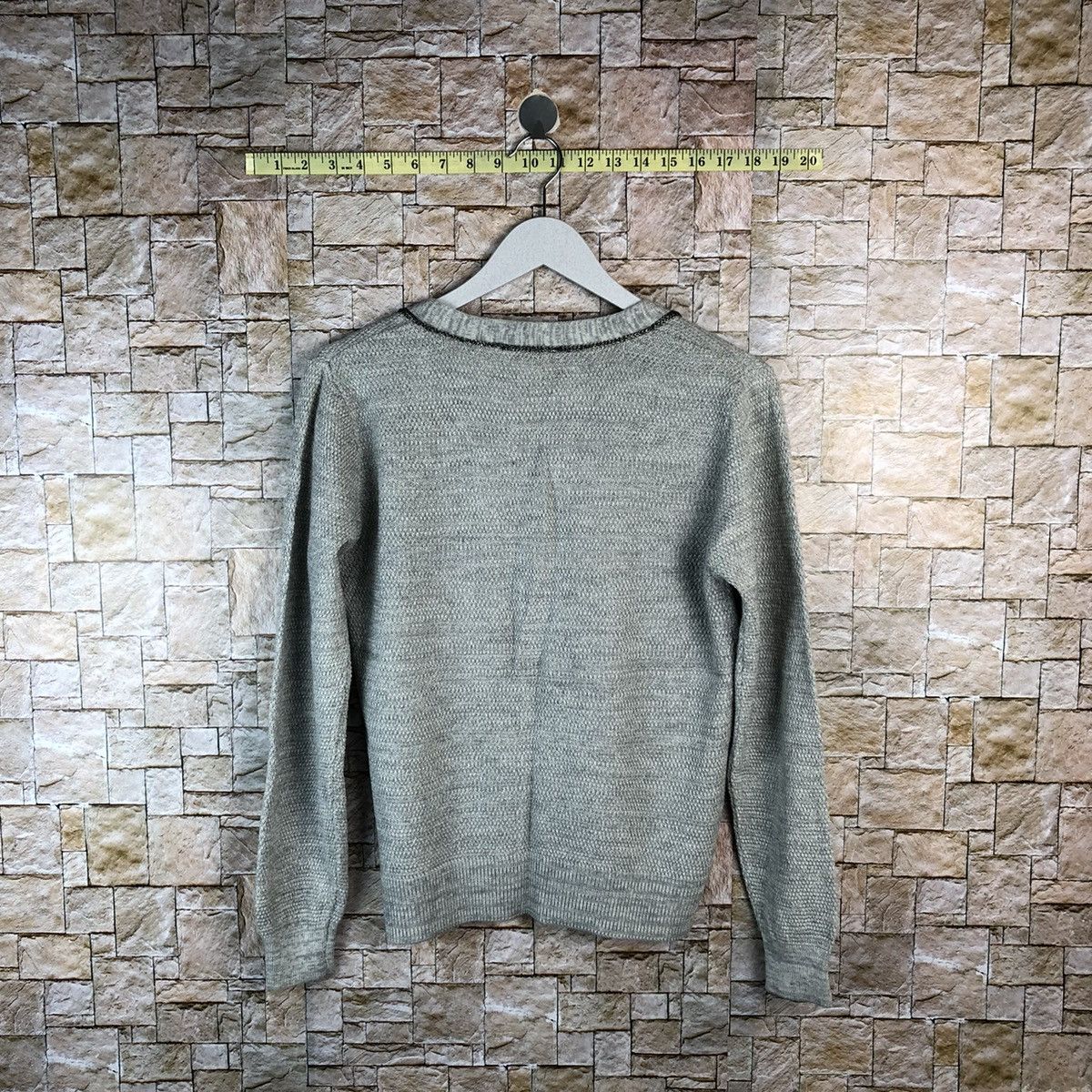 Japanese Brand Alpha Club Grey Cardigan Knitwear #A1180 Size US M / EU 48-50 / 2 - 12 Thumbnail