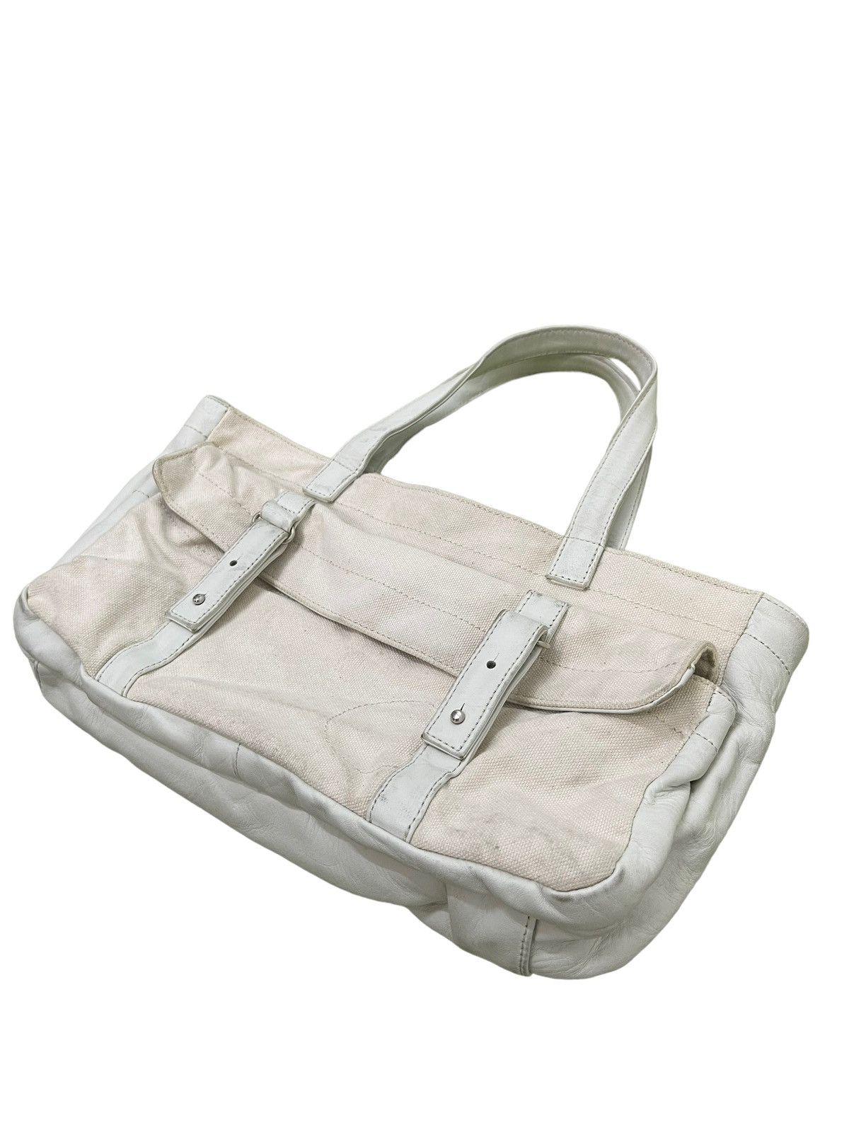 Yohji Yamamoto Yohji Yamamoto Tote Bag Leather Cotton Canvas Size ONE SIZE - 5 Thumbnail