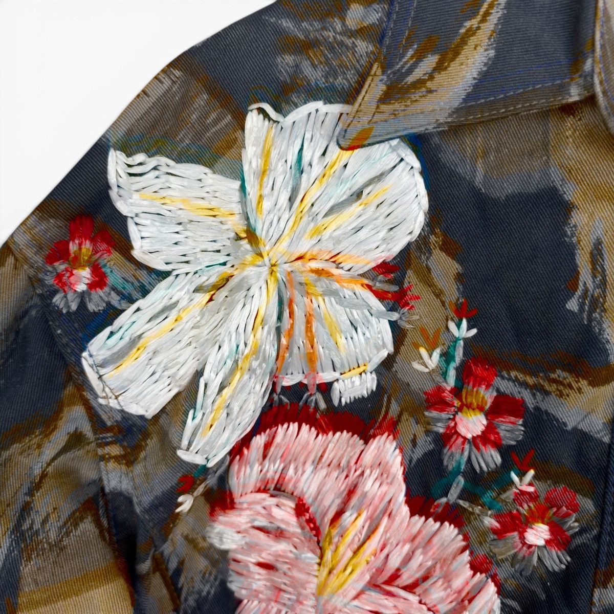 Other Gene Ewing Bis Bomber Jacket Camo Floral Embroidered VTG 90s Size M / US 6-8 / IT 42-44 - 2 Thumbnail