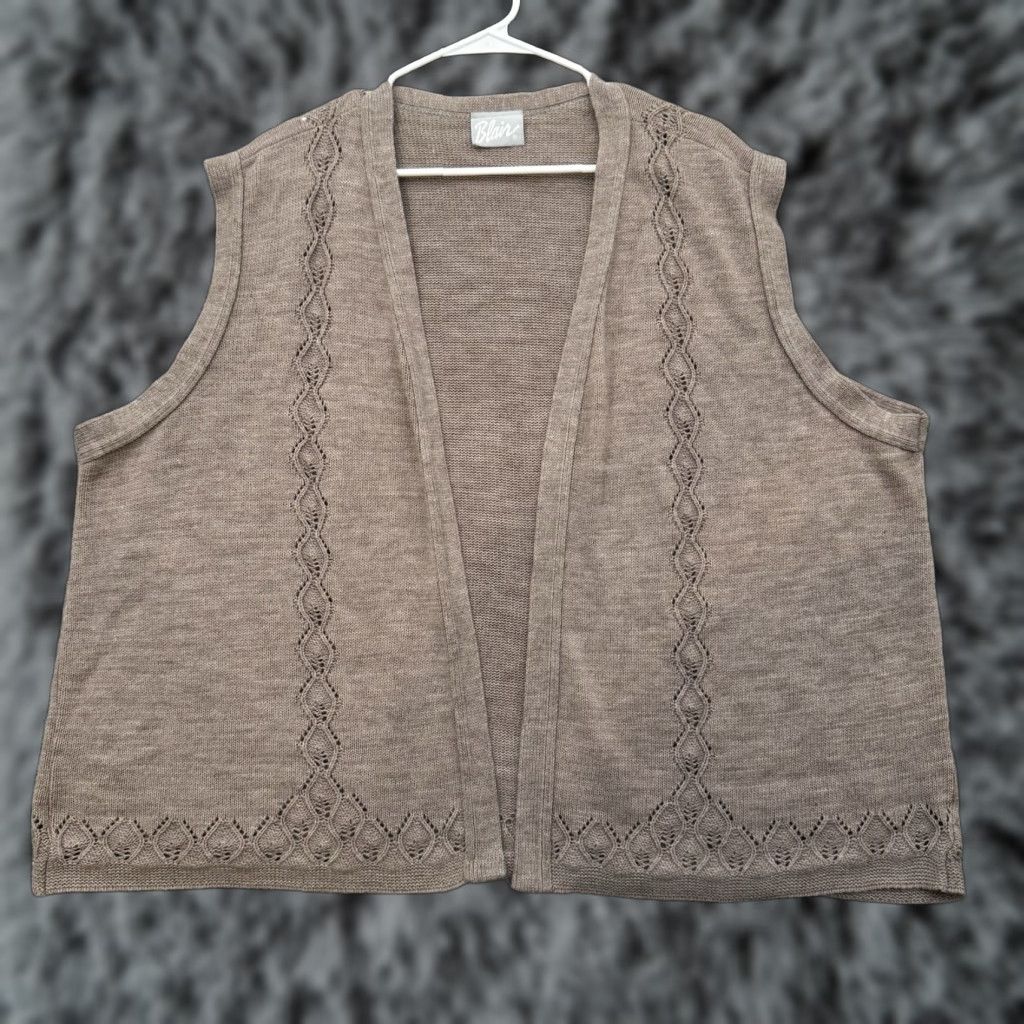 Blair VINTAGE Blair Cardigan Sweater 4X Open Front Knit Long Sleeve Women Plus Brown 80s Cozy Cottagecore Size XXL / US 16-18 / IT 52-54 - 1 Thumbnail