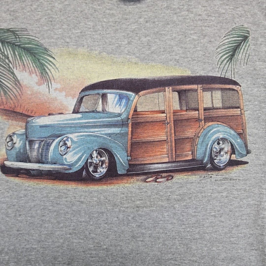 Gildan Vintage Car Surfboard Tropical Shirt Gray XL Car Beach Tee Size US XL / EU 56 / 4 - 2 Thumbnail