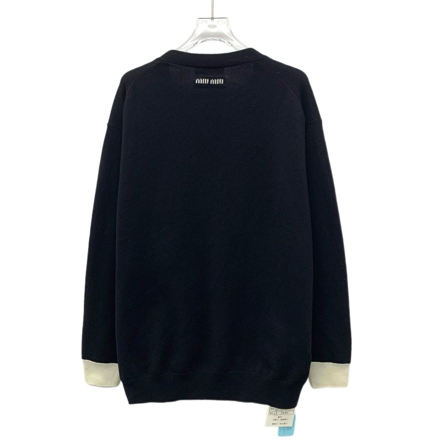 Miu Miu Miu Miu Womens Black Cardigan W/ Gold Buttons & Contrast Cre Size XS / US 0-2 / IT 36-38 - 2 Thumbnail