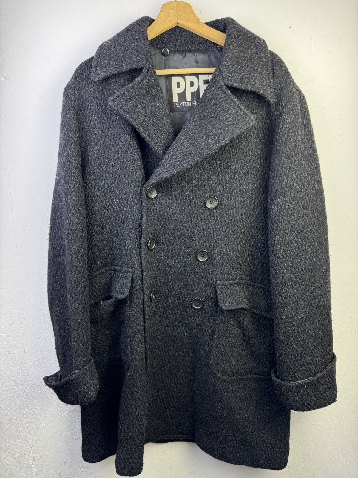 PPFM PPFMPeyton Place dark grey wool blend doublebreasted peacoat Size US L / EU 52-54 / 3 - 1 Thumbnail