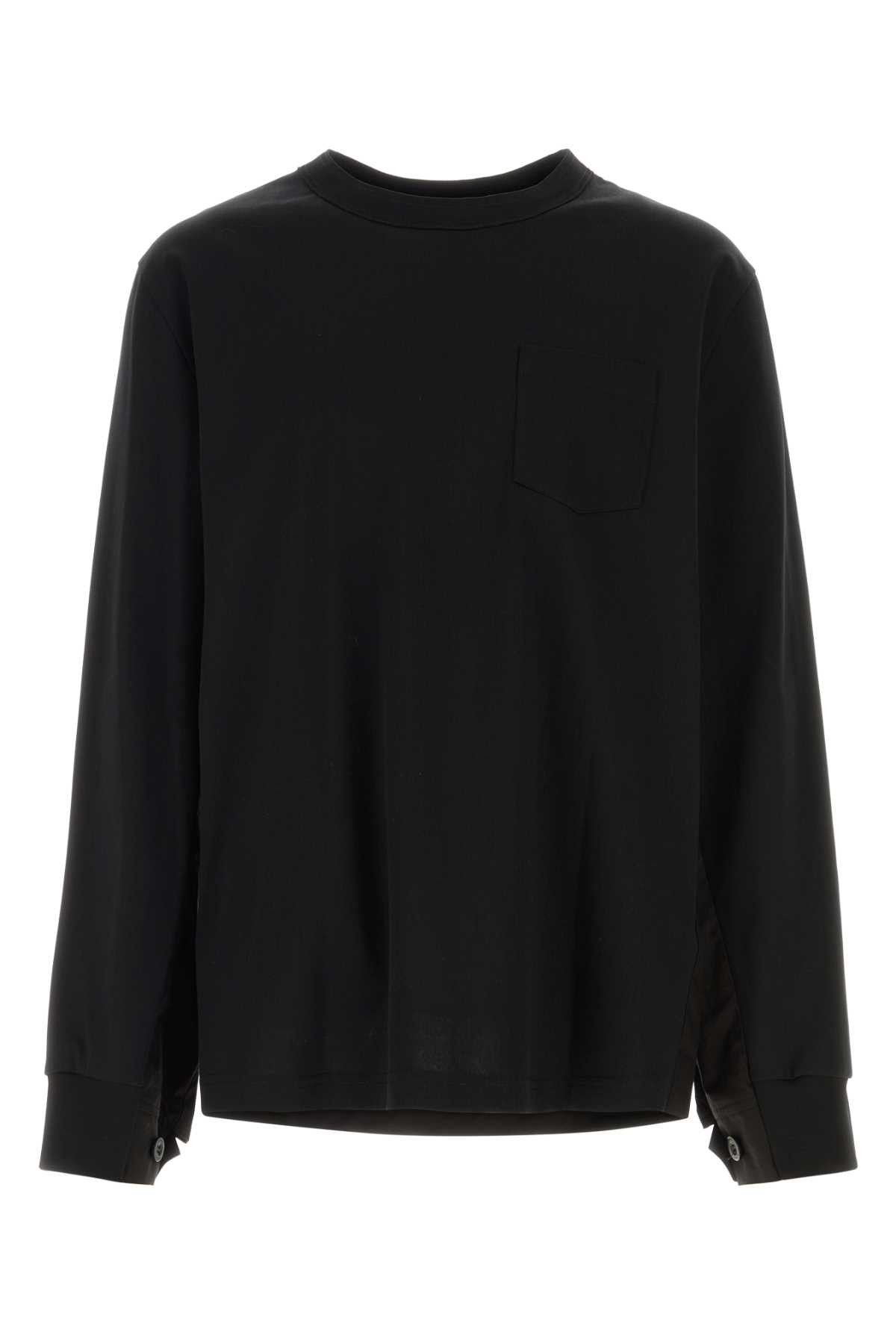 Sacai Black Jersey And Poplin Oversize T-Shirt Size US L / EU 52-54 / 3 - 1 Thumbnail