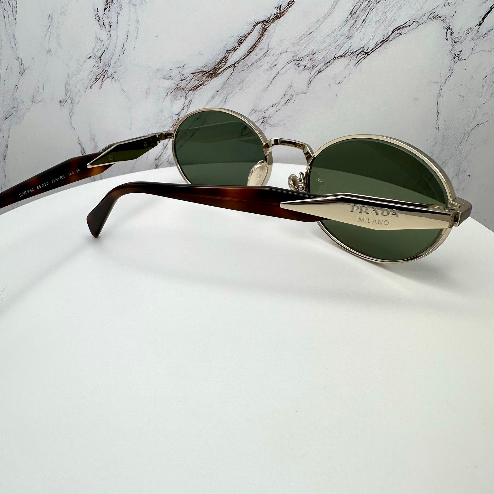 Prada NEW PRADA Sunglasses Gold Metal Oval PR65ZS Green Lens Size ONE SIZE - 16 Thumbnail