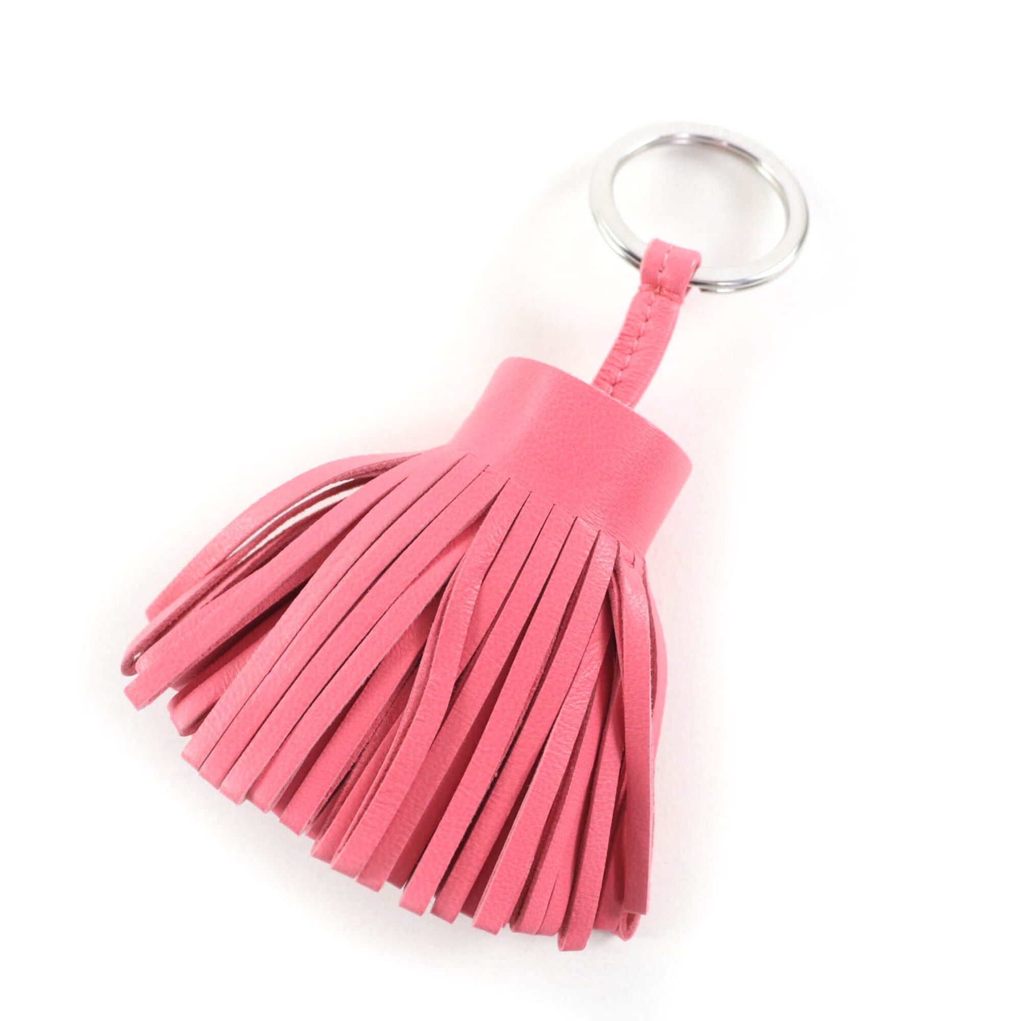 Hermes HERMES Carmen Agneau Milo Rose Azalee Silver Hardware Bag Charm Keychain with Box Made in France Women's Size ONE SIZE - 1 Thumbnail