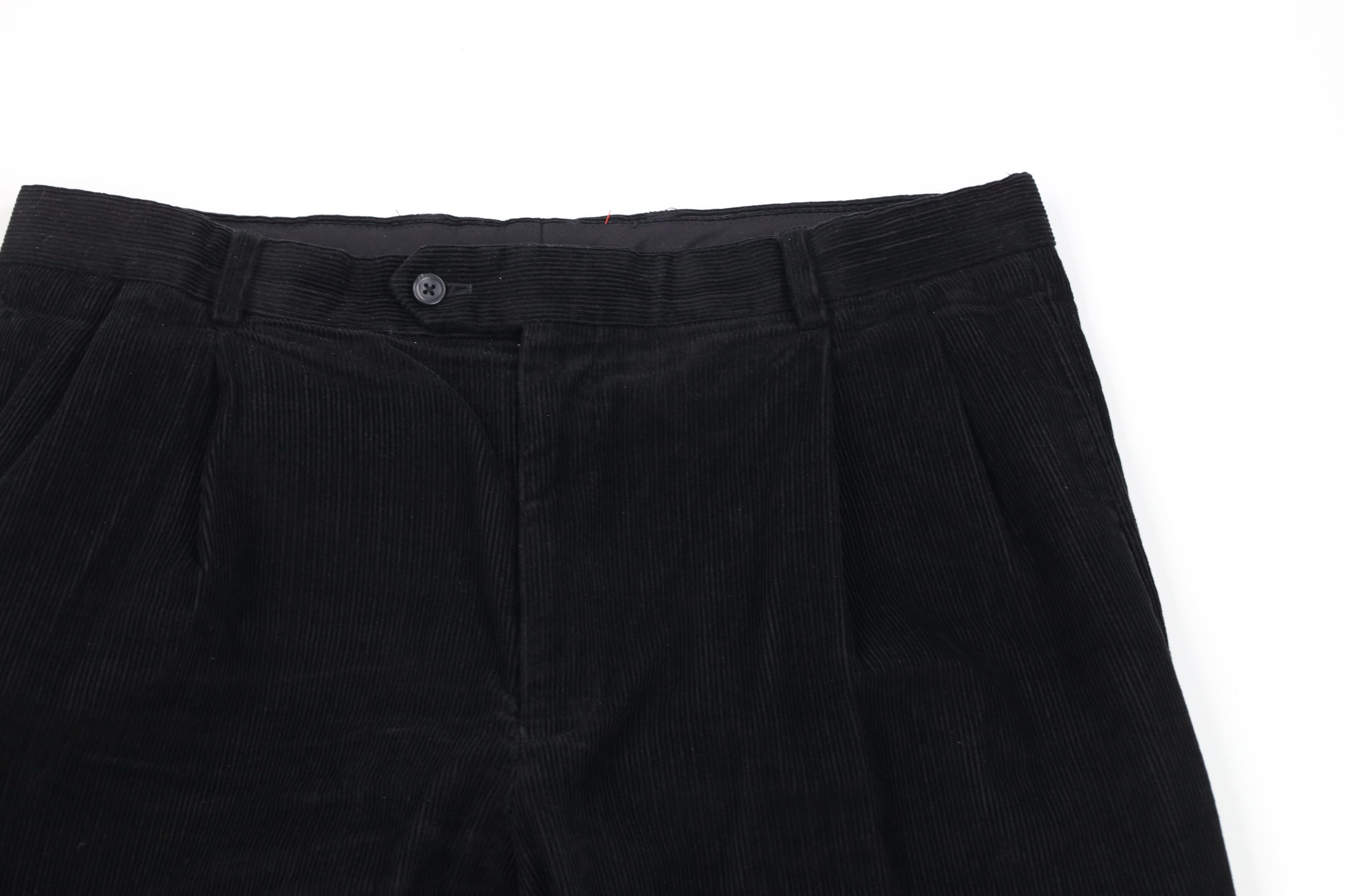 Vintage Vintage 90s Streetwear Cuffed Wide Leg Corduroy Pants Black Size US 36 / EU 52 - 2 Thumbnail