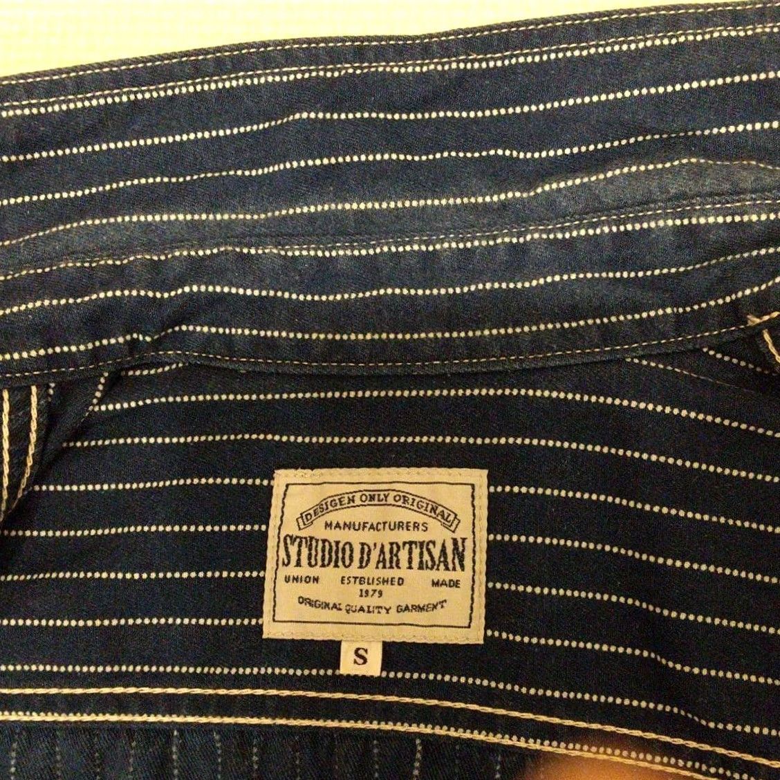 Studio D'Artisan Studio D’Artisan Wabash Striped Shirt Men S Blue Cotton Denim Button-Up Vintage-like Style Size US S / EU 44-46 / 1 - 2 Thumbnail