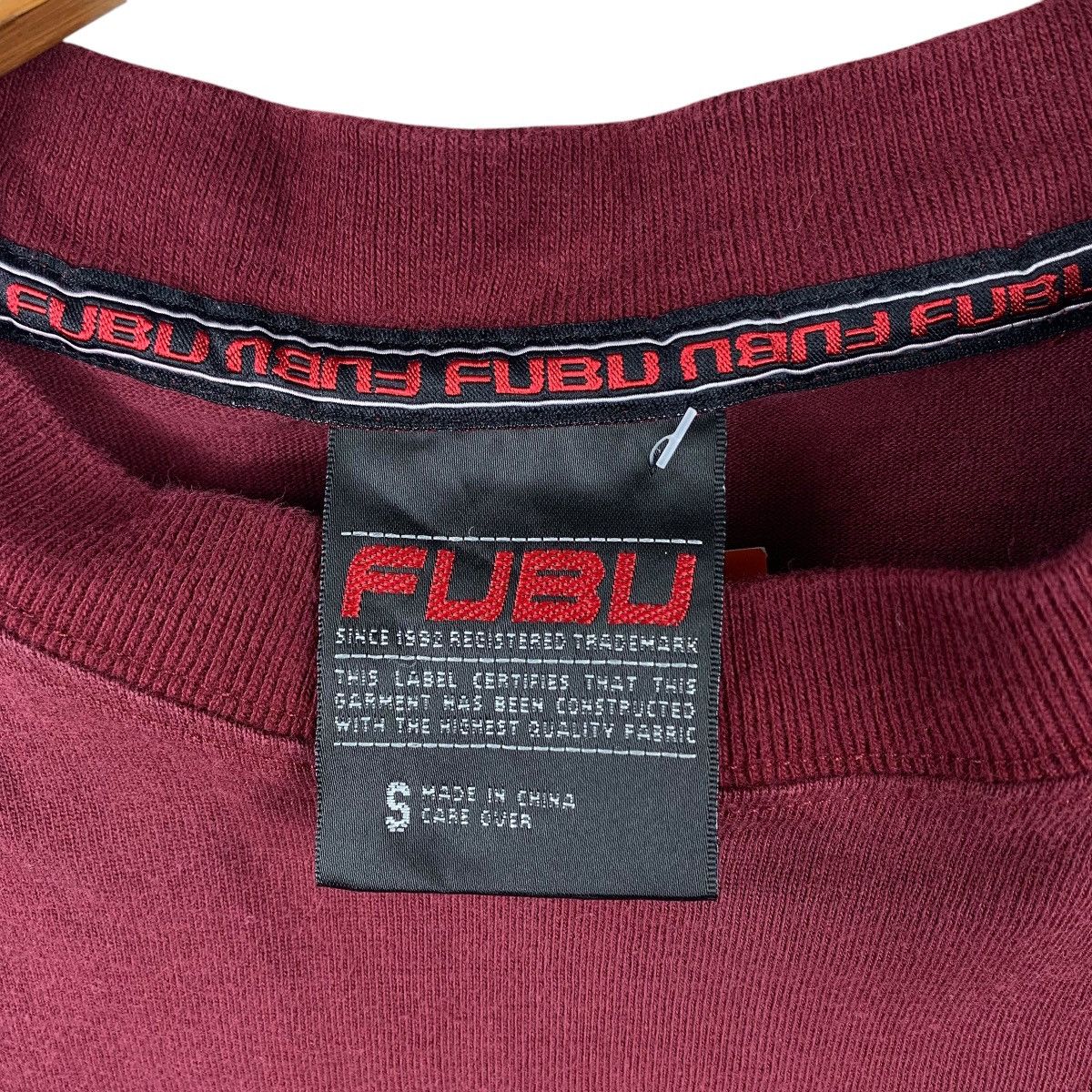 Fubu × Vintage Vintage FUBU collection spellout embroidery maroon tee Size US S / EU 44-46 / 1 - 3 Thumbnail