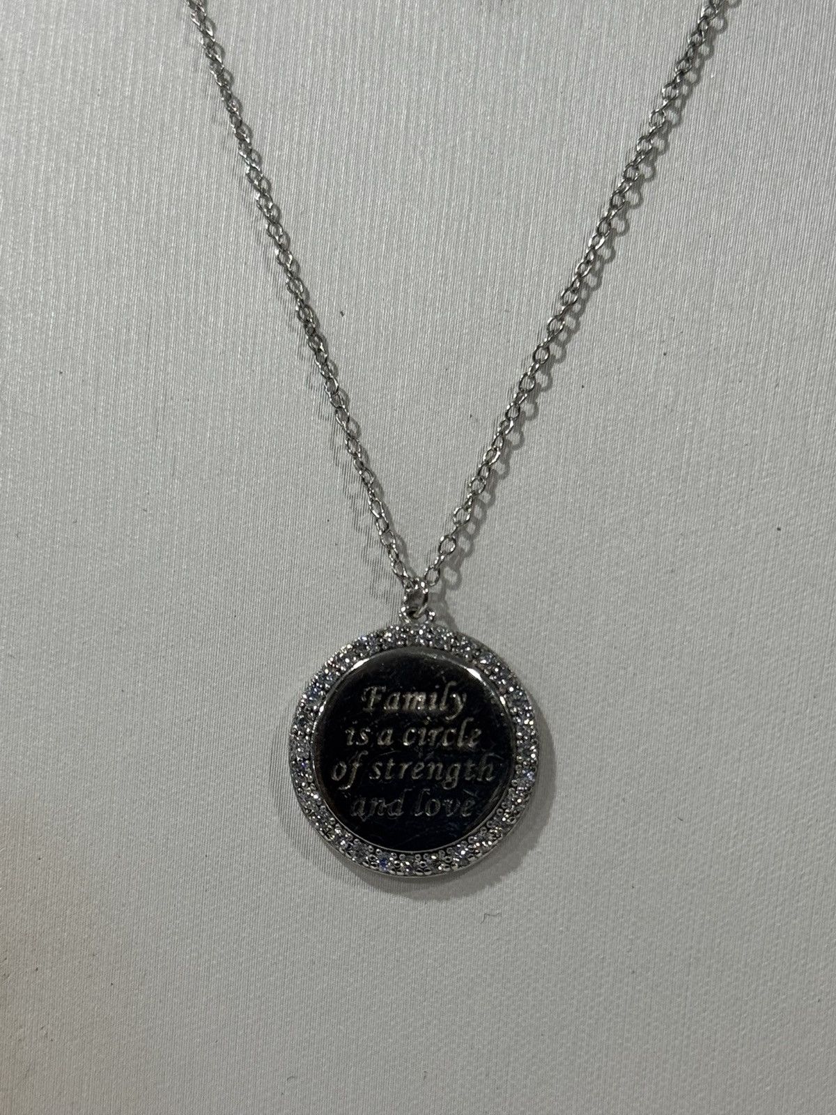Sterling Silver 925 Sterling Silver Family Circle Necklace | CZ Halo Pendant Size ONE SIZE - 6 Thumbnail