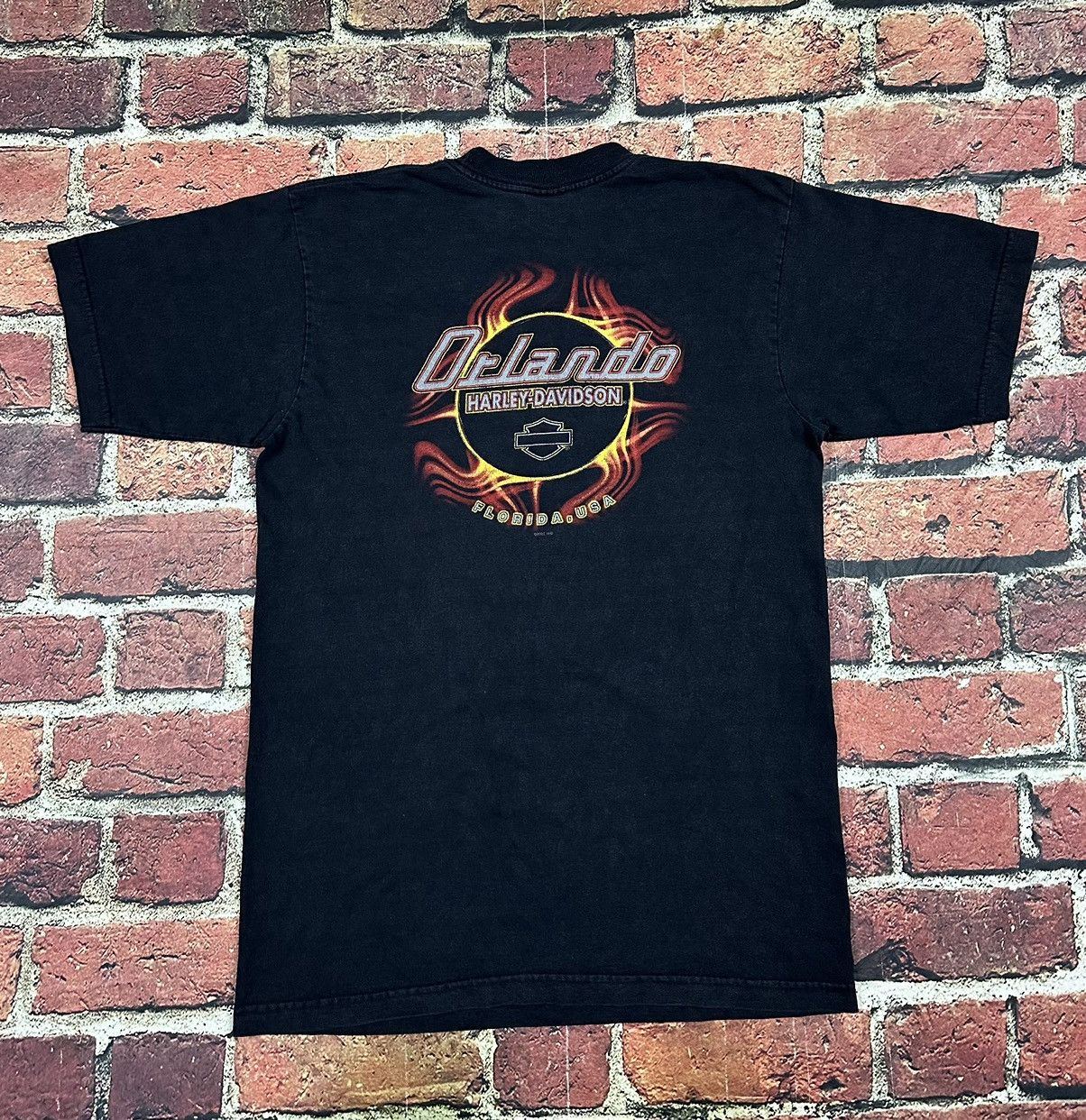 Harley Davidson × Vintage Vintage Harley-Davidson Orlando Double Sided T-Shirt Flames Size US L / EU 52-54 / 3 - 2 Thumbnail