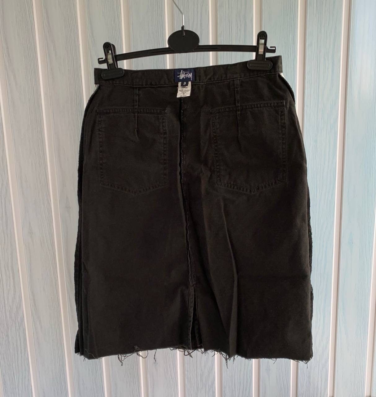 Stussy × Vintage Vintage Stussy Women Black Cotton Pockets Faded Midi Skirt Size 29" - 4 Thumbnail