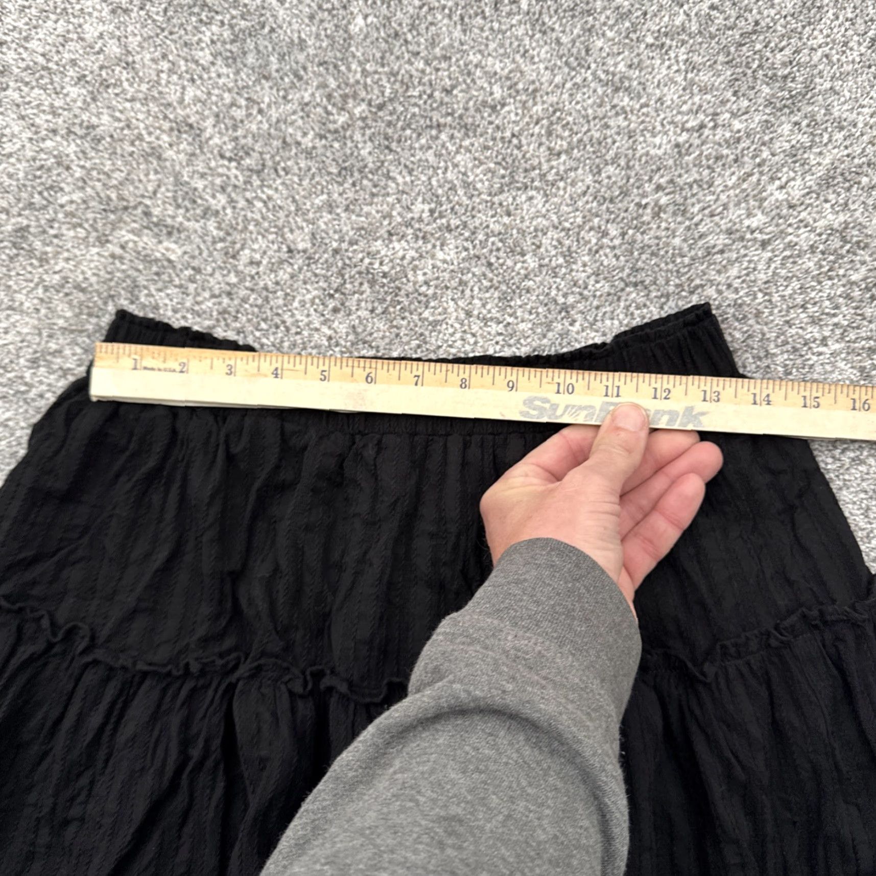 Vintage Polly Skirt Women Skirt Knee Length Black 100% Cotton Elastic Waist Boho Fairycore Cottagecore Tiered Ruffle Whimsigoth Peasant Vintage No N/A Size 30" / US 8 / IT 44 - 3 Thumbnail