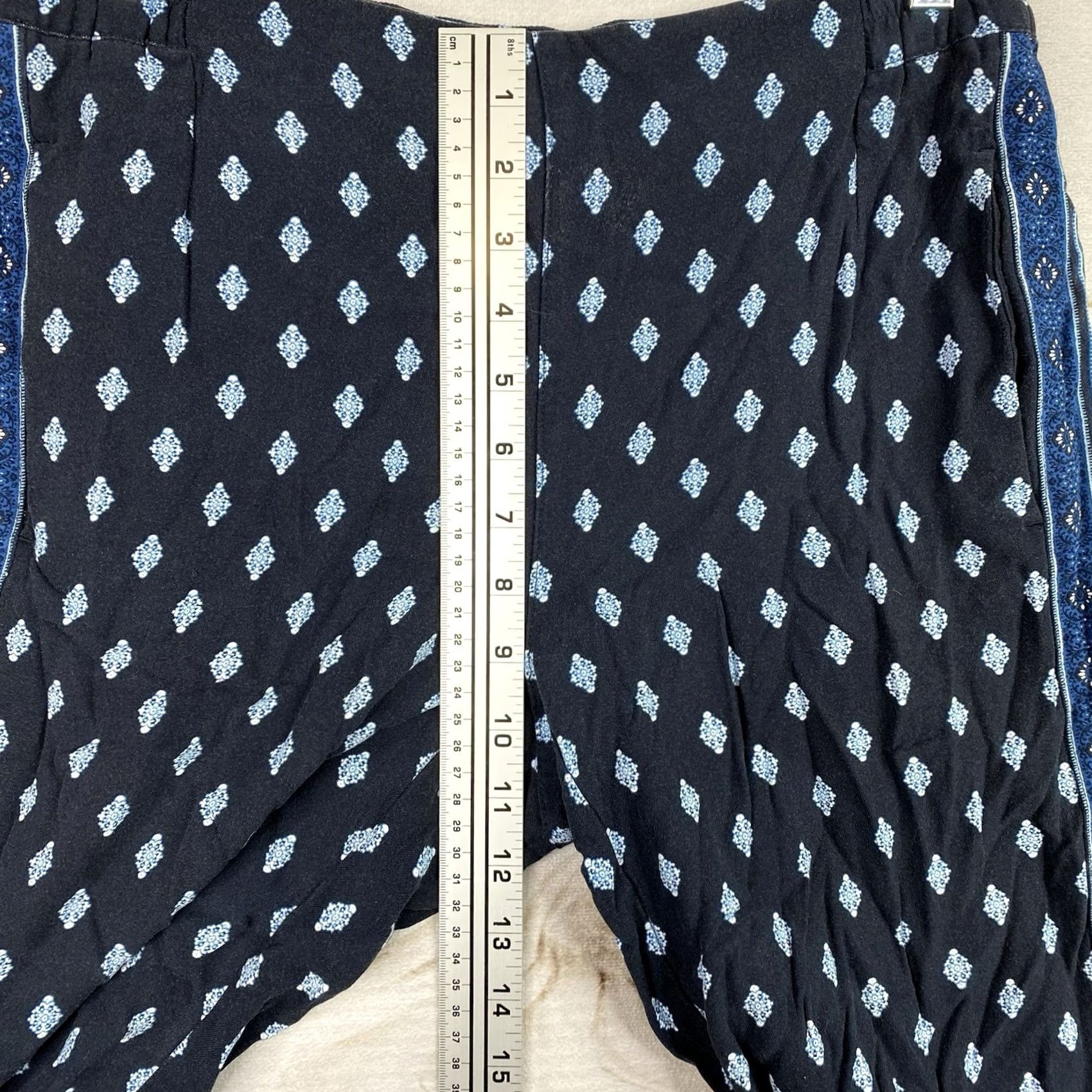 J. Jill J. Jill Pants Womens XS Blue Printed Bohemian Pull-On Elastic Waist Rayon Size 26" / US 2 / IT 38 - 4 Thumbnail