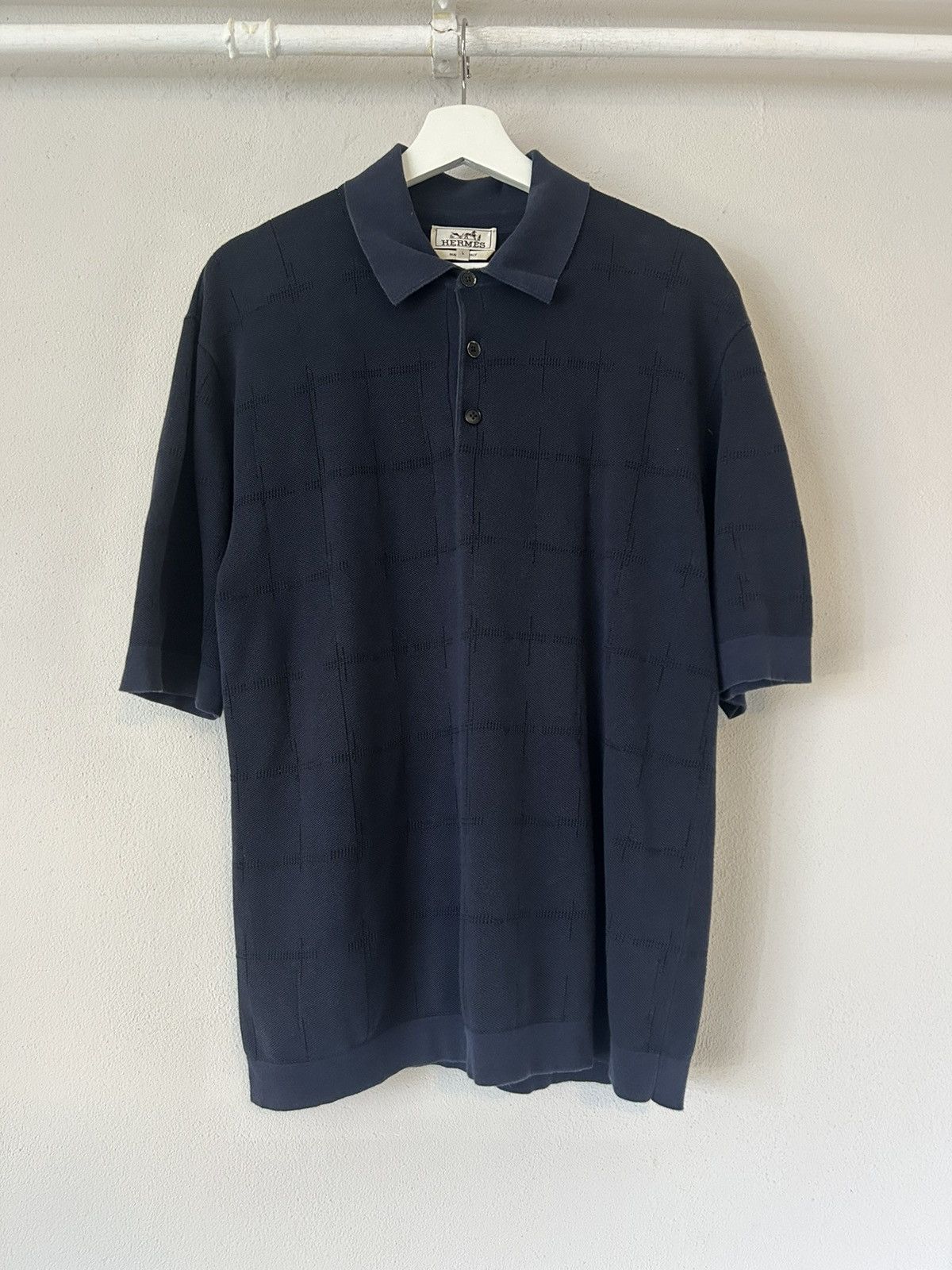 Hermes Textured Navy Polo Shirt Size US L / EU 52-54 / 3 - 1 Thumbnail