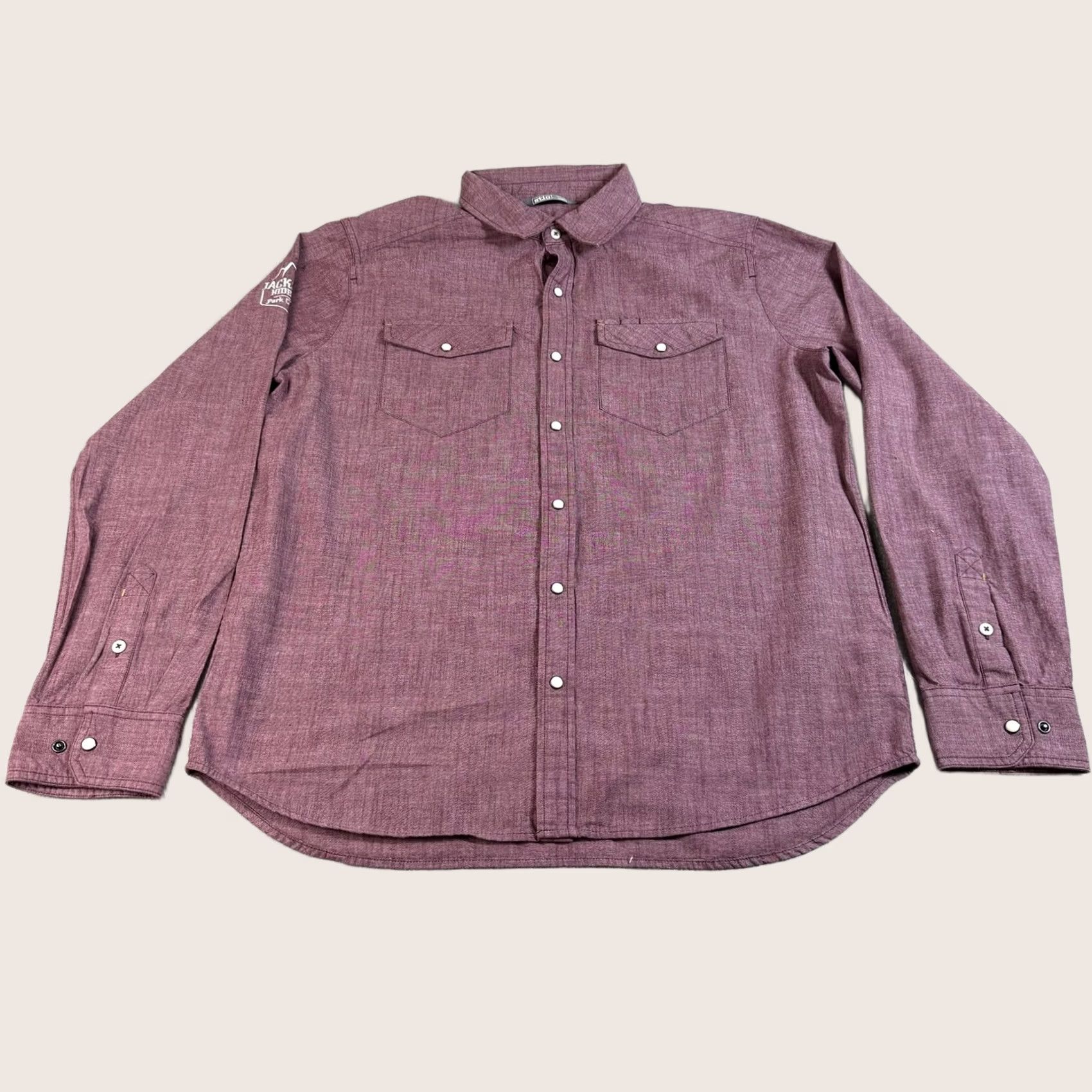 Logo 7 Stio Shirt Mens Large Red Chambray Snap Front Organic Cotton Outdoor Hike Logo Size US L / EU 52-54 / 3 - 1 Thumbnail