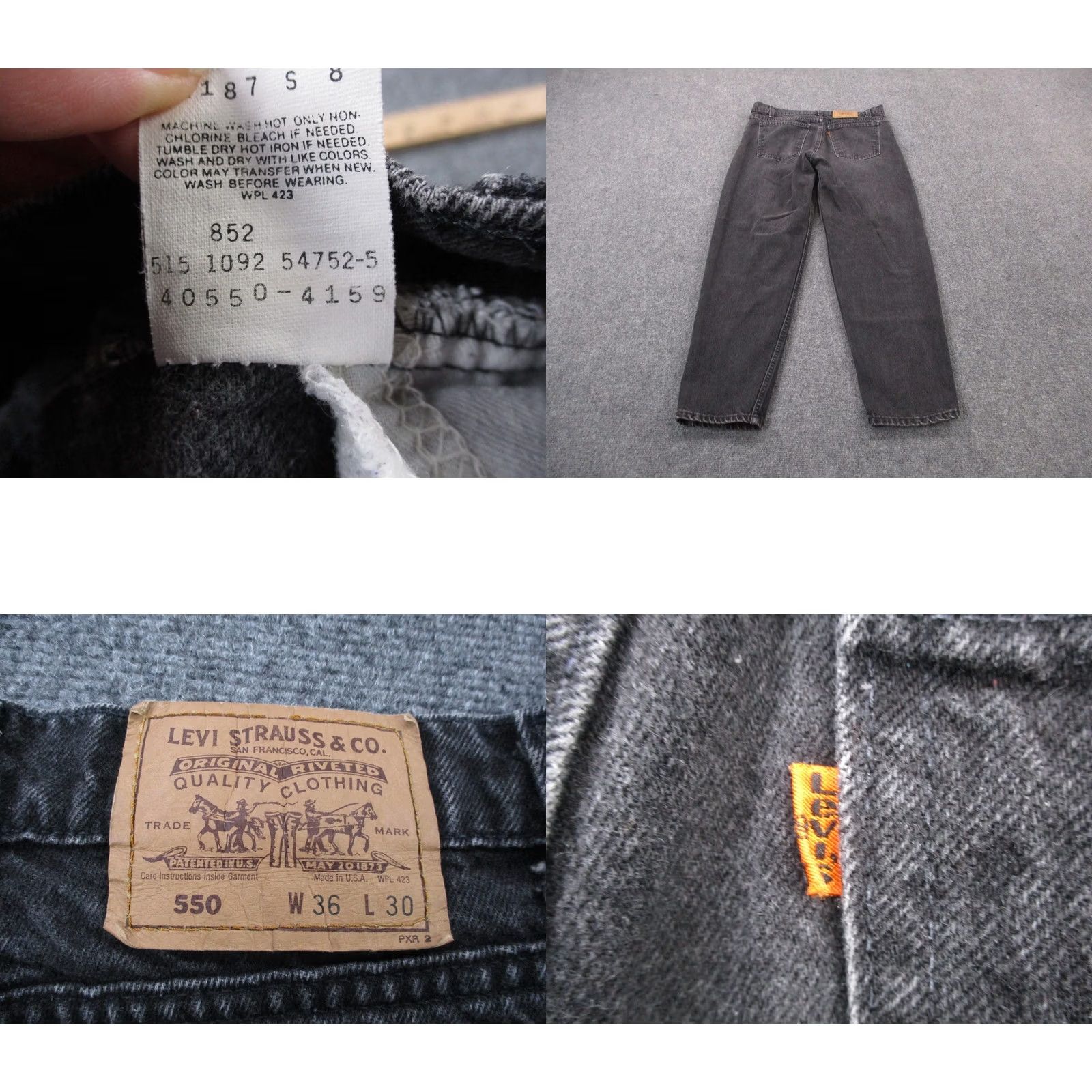 Levi's Levi's Jeans Mens 36 Regular Black Denim Straight 550 Orange Tab USA Made Jeans Men 36 Black Denim Straight Jeans Mens 550 Orange Tab USA Made Size US 32 / EU 48 - 8 Thumbnail