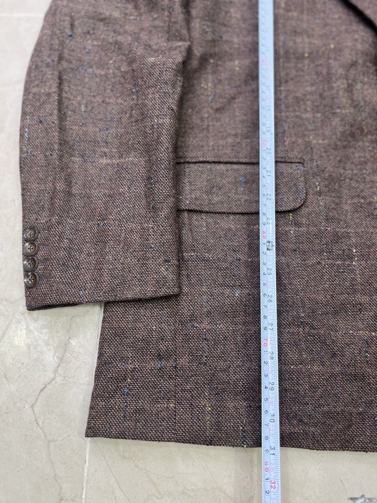 Donegal Tweed Vintage 1990s Brown Donegal Tweed Wool Blend Blazer Sport Size 48R - 7 Thumbnail