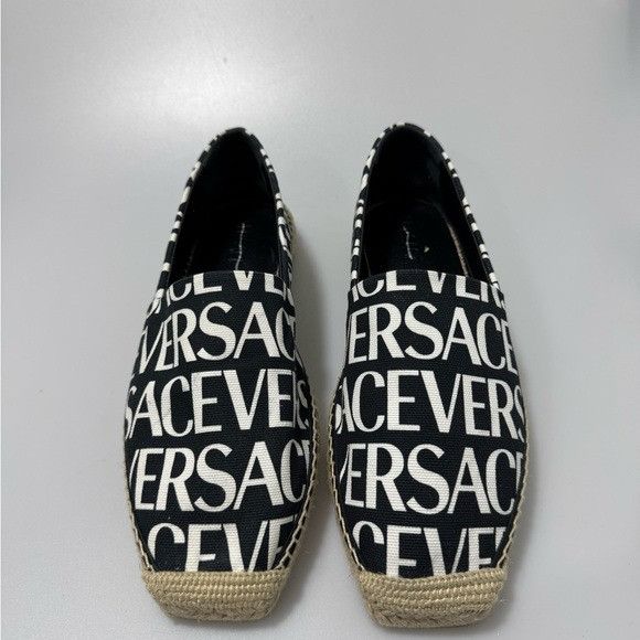 Versace Versace Logo Print Espadrilles Shoes Black White Men’s EU 44 Size US 11 / EU 44 - 2 Thumbnail