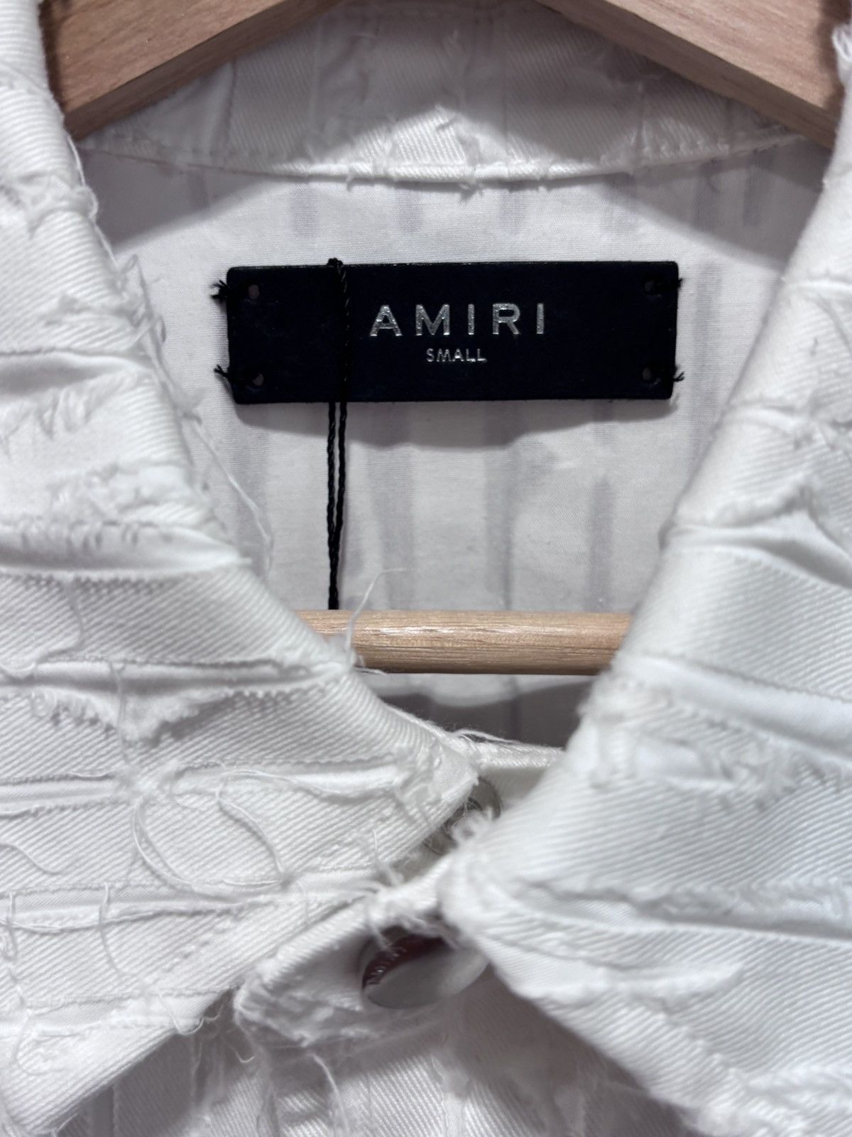 Amiri Amiri Logo Frayed White Button Up Size US S / EU 44-46 / 1 - 2 Thumbnail