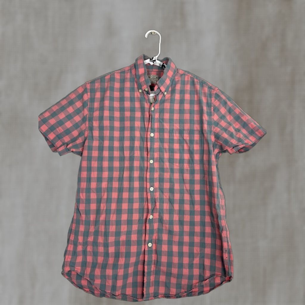 J.Crew J Crew Mens Medium Button Down Short Sleeve Plaid Pink Gray Shirt Size US M / EU 48-50 / 2 - 1 Thumbnail