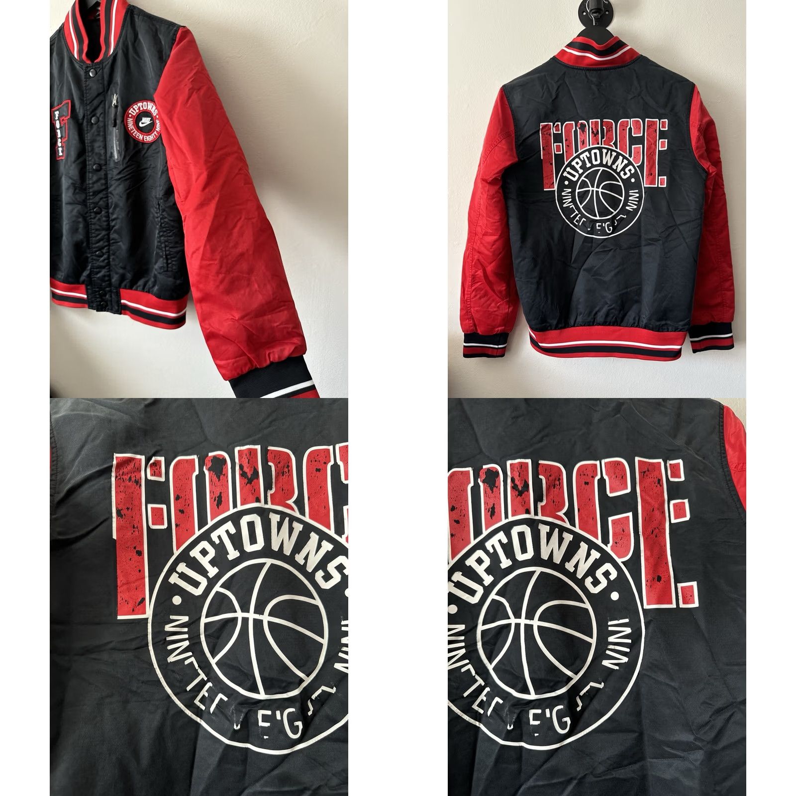 Nike Nike Force Uptowns Varsity Jacket Red Black Basketball Streetwear S Mens Size US S / EU 44-46 / 1 - 8 Thumbnail