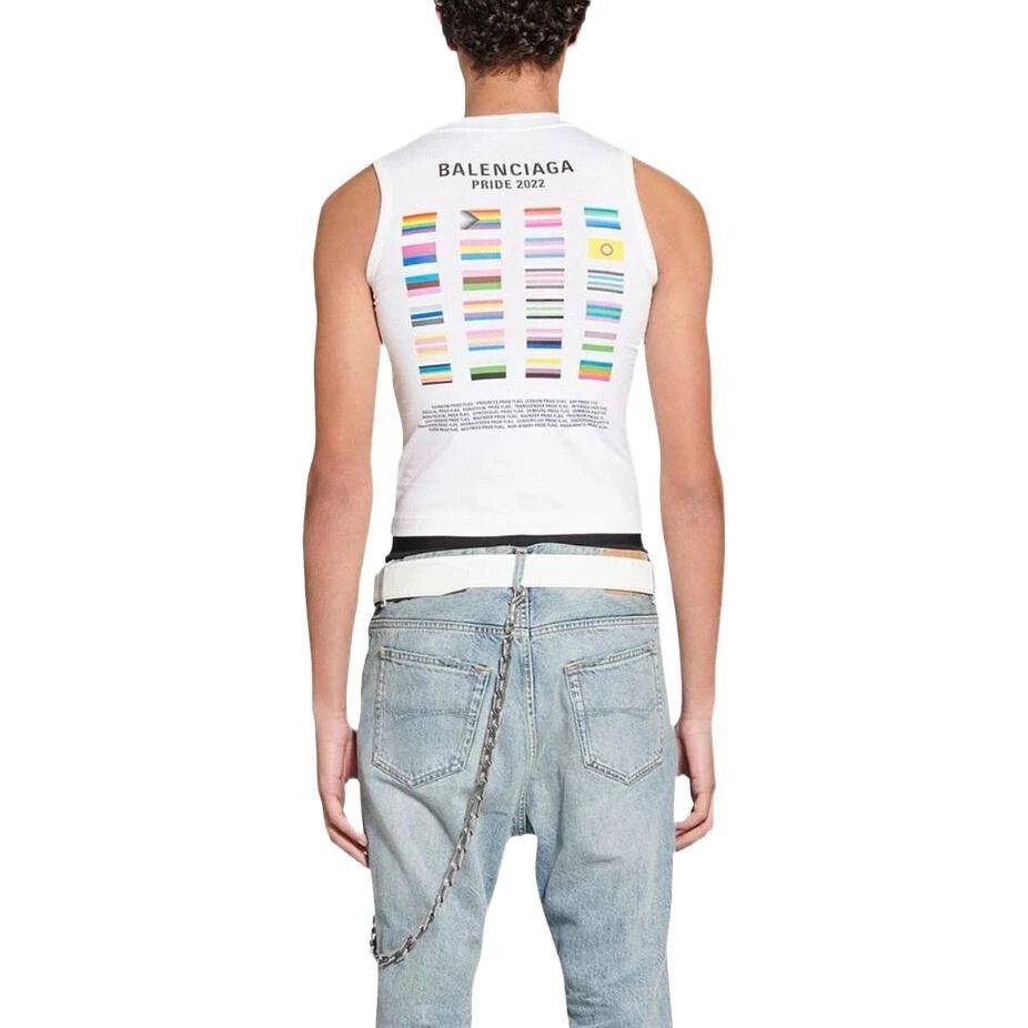 Balenciaga o1w1db10425 Pride 22 Fitted Tank Top in White Size US XS / EU 42 / 0 - 4 Thumbnail