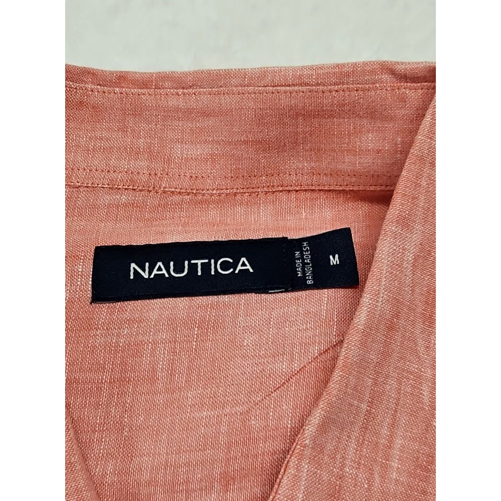 Nautica Nautica Shirt Men’s Linen Pink Short Sleeve Button-Up Casual Summer Solid Collared Beach Preppy Vintage No (adjusted within rules) Size US M / EU 48-50 / 2 - 7 Thumbnail