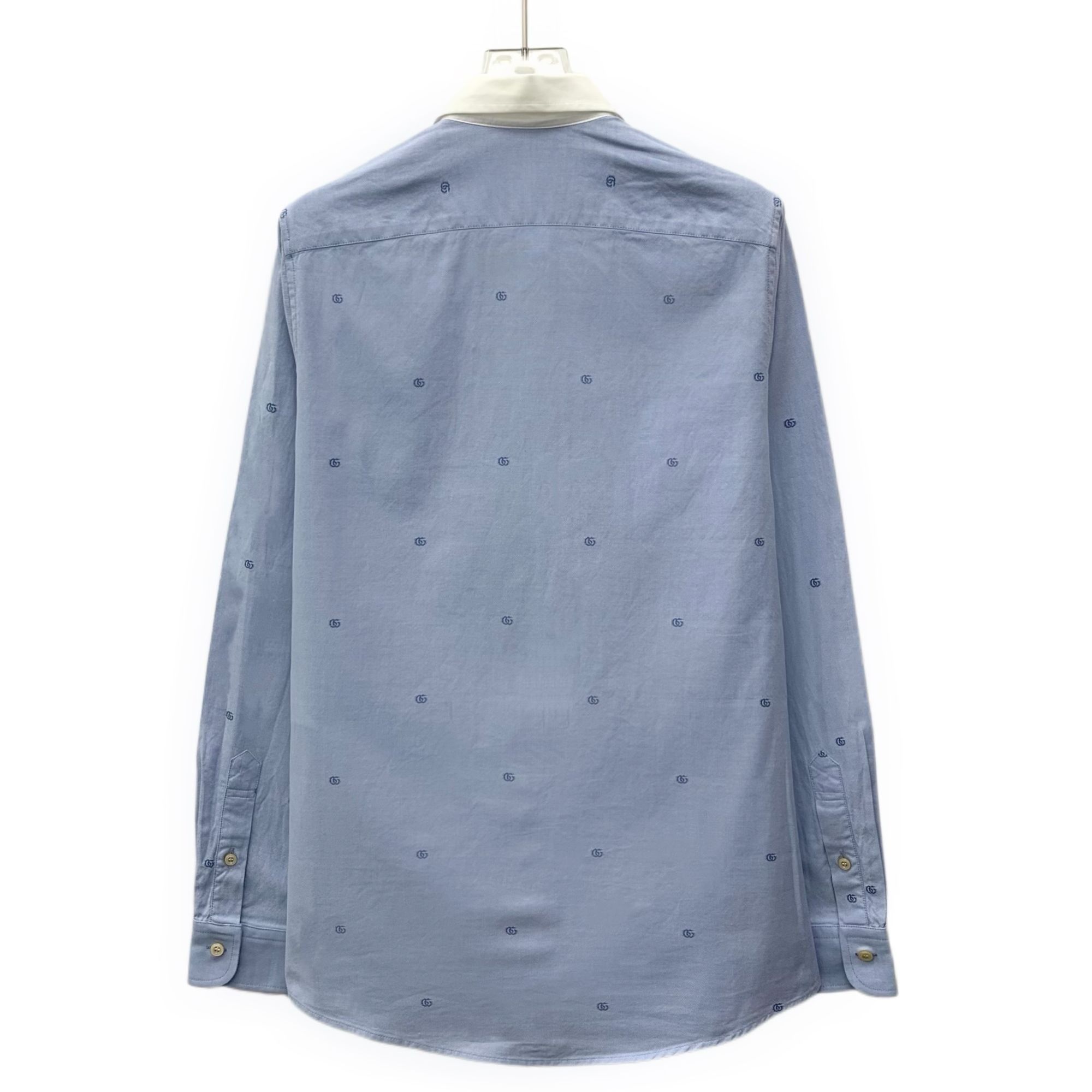 Gucci Gucci Light Blue Double G Jacquard Cotton Long-Sleeve Shirt Size XS / US 0-2 / IT 36-38 - 8 Thumbnail
