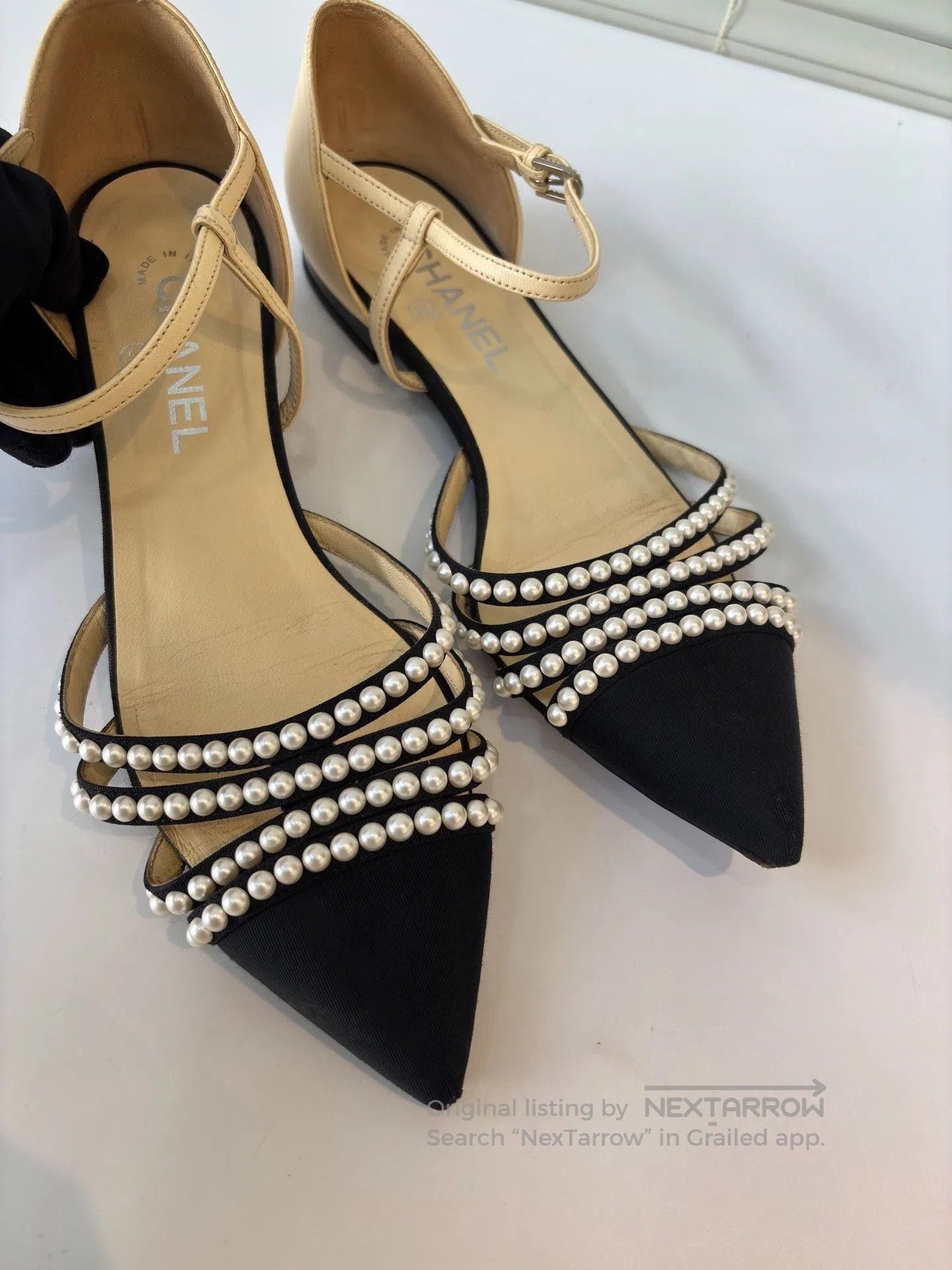 Chanel Chanel Pearl Pointed Flat Shoes. Size US 8 / IT 38 - 3 Thumbnail