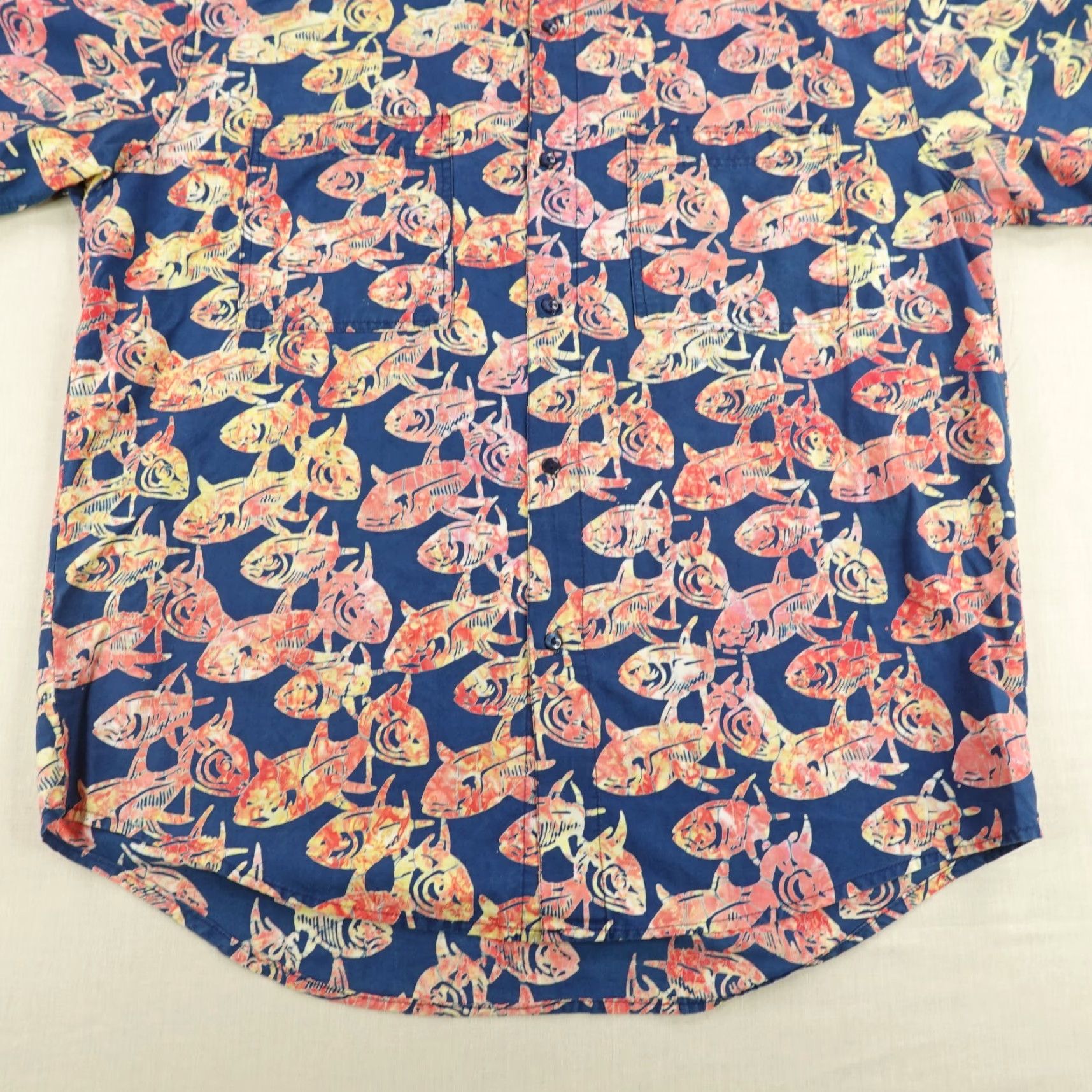 ALOHAS VINTAGE Rum Reggae Shirt Men L Blue Red Hawaiian Shark Print Aloha Button Up Size US L / EU 52-54 / 3 - 3 Thumbnail