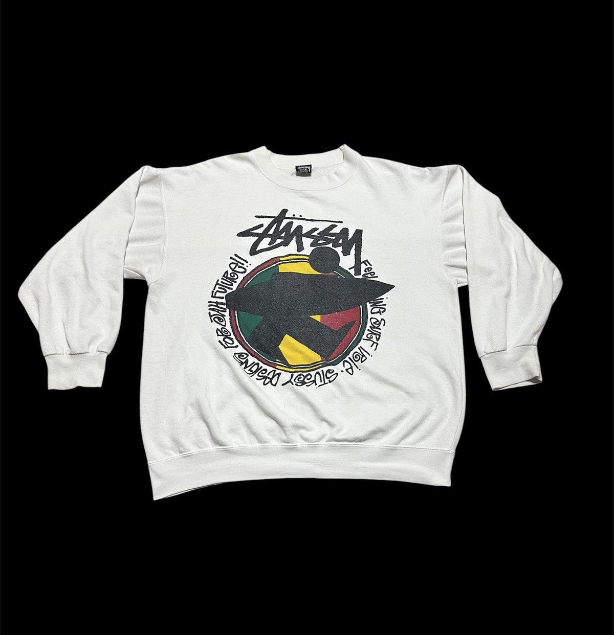 Stussy Vintage 80s Old stussy Feelin Irie Rasta surfman sweatshirt Size US M / EU 48-50 / 2 - 1 Thumbnail