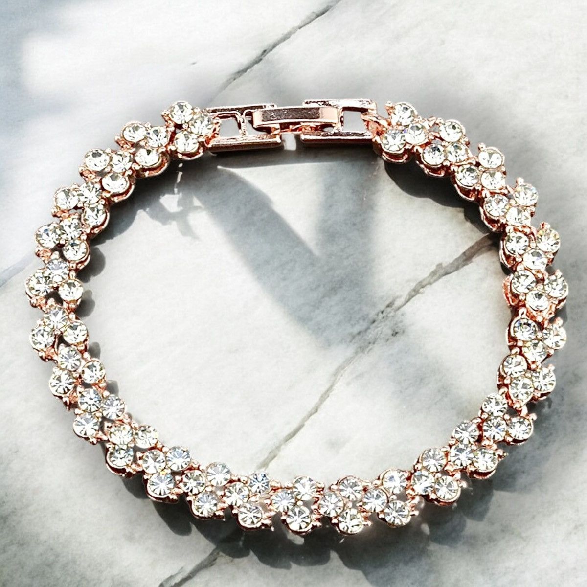 Other Rose Gold Plated Cubic Zirconia Stones Tennis Bracelet Size ONE SIZE - 4 Thumbnail