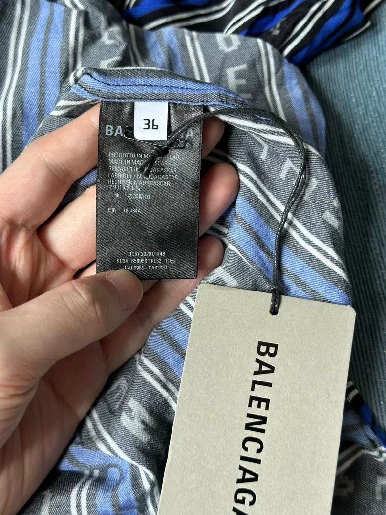 Balenciaga Balenciaga Black and Blue Striped Full Logo Shirt Size S / US 4 / IT 40 - 4 Thumbnail