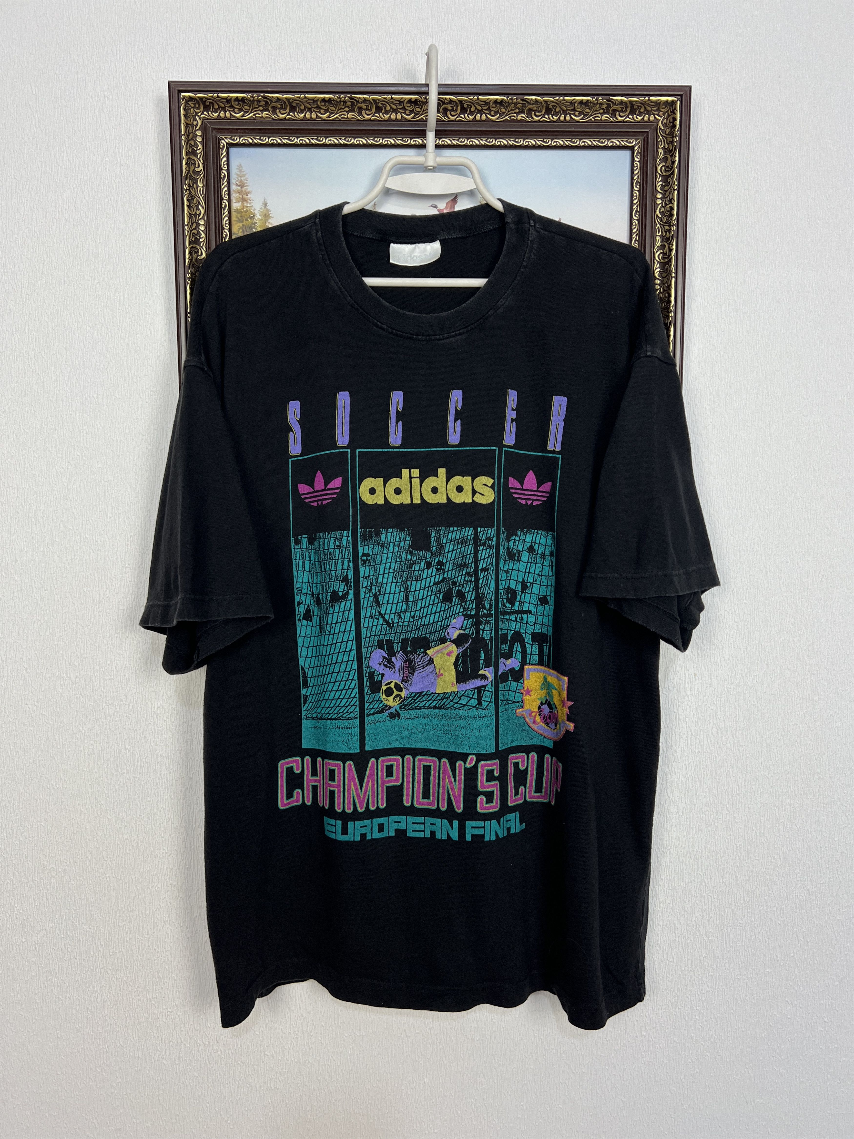 Adidas Vintage Football Champions Cup Final Over Print Shirt Jersey Size US XL / EU 56 / 4 - 1 Thumbnail