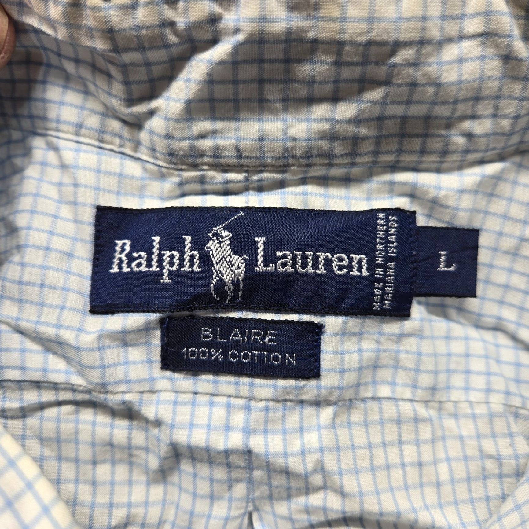 Ralph Lauren Ralph Lauren Shirt White Check Blaire 100% Cotton Button-Up Adult Men’s L Large Size US L / EU 52-54 / 3 - 2 Thumbnail
