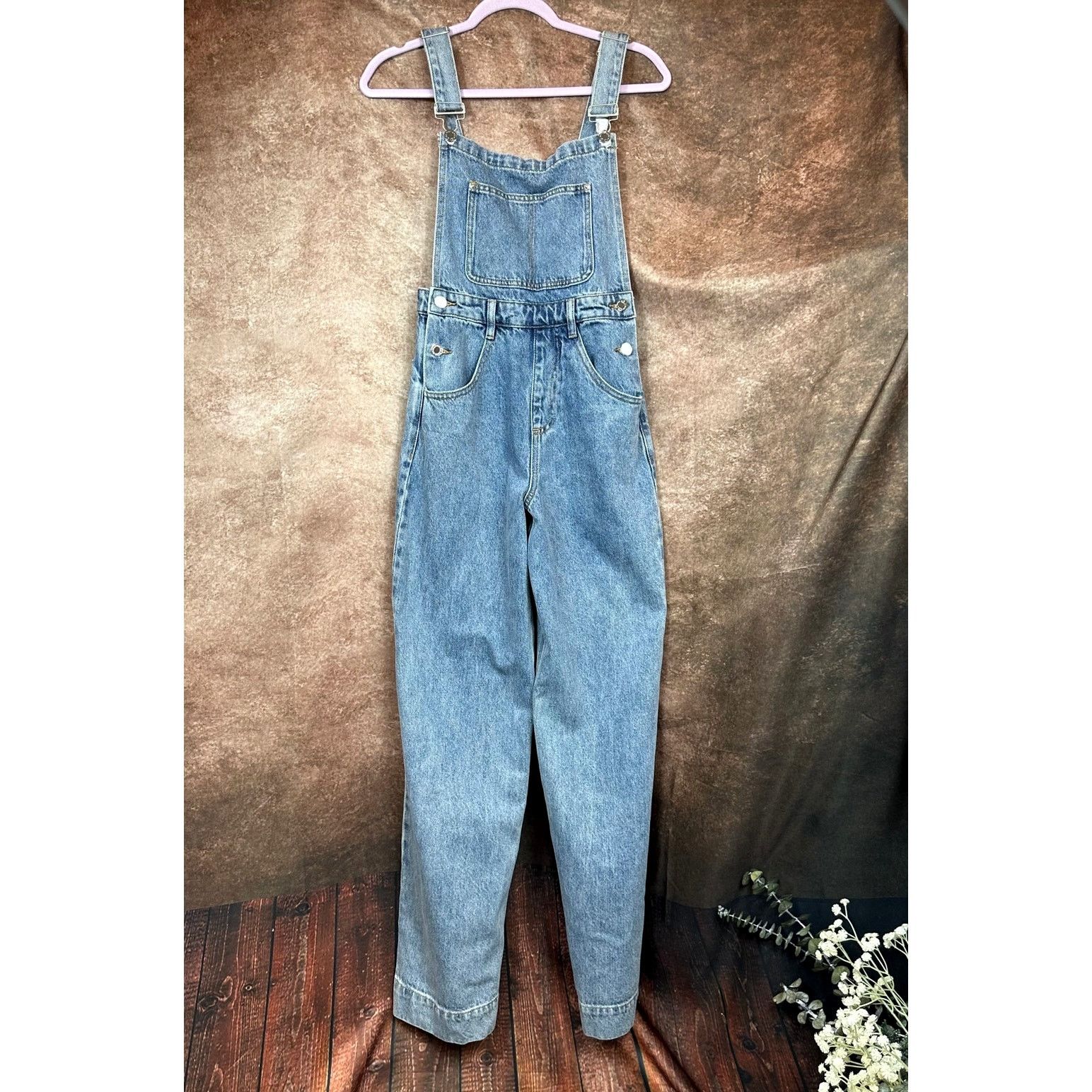 WeWoreWhat Jumper Wide Leg Denim We Wore What Bib Overalls size 26 Size 26" / US 2 / IT 38 - 4 Thumbnail