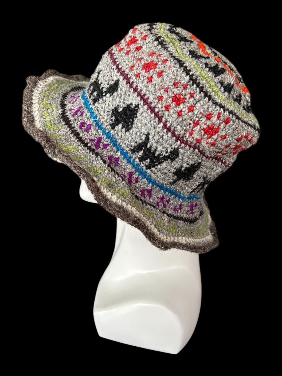 Japanese Brand × Kapital × Vintage Crochet Knitted Handmade Custom Bucket Hats Rare☠️☠️ Size ONE SIZE - 2 Thumbnail