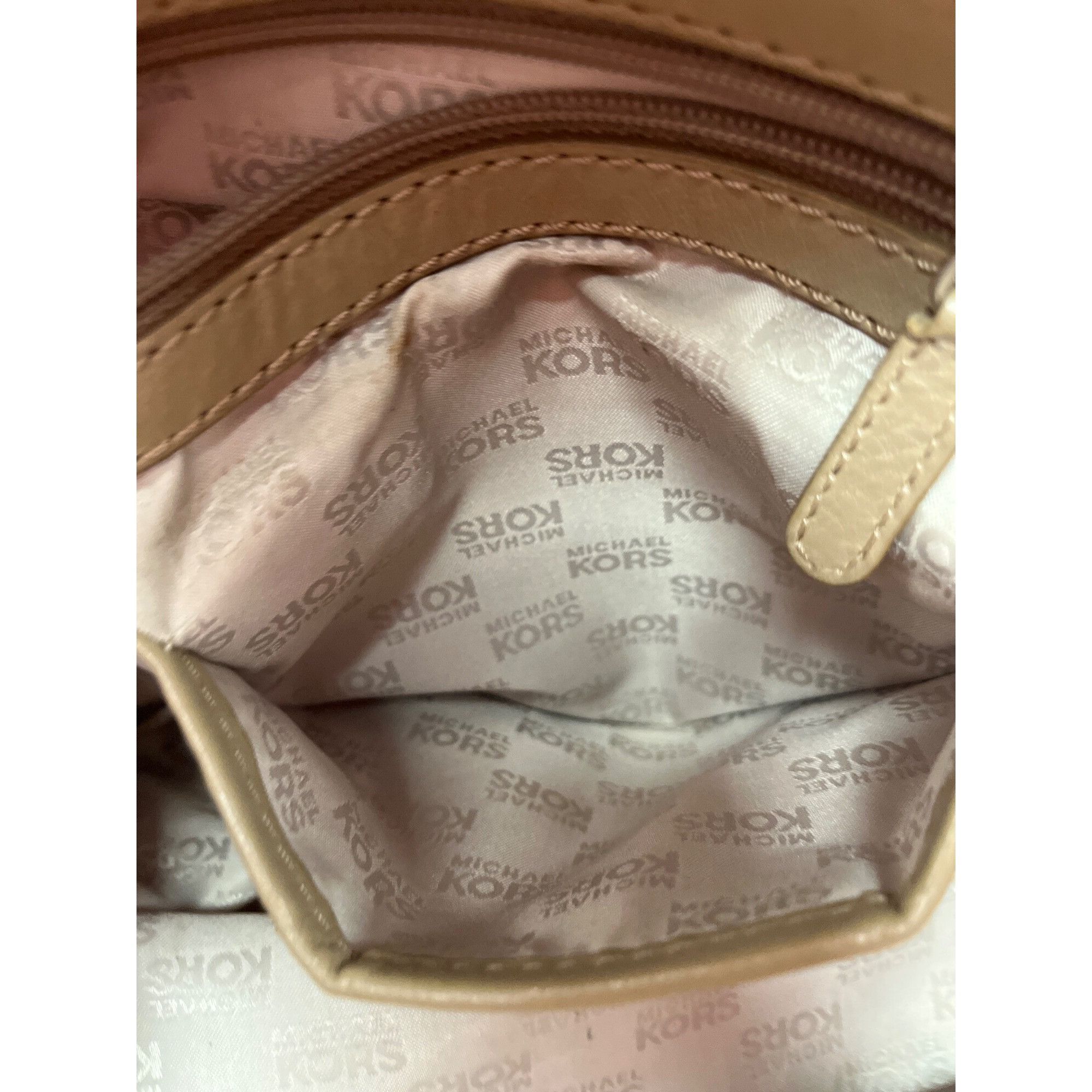 Michael Kors Michael Kors wms taupe tan leather studded hobo tote bag SKU Size ONE SIZE - 17 Thumbnail