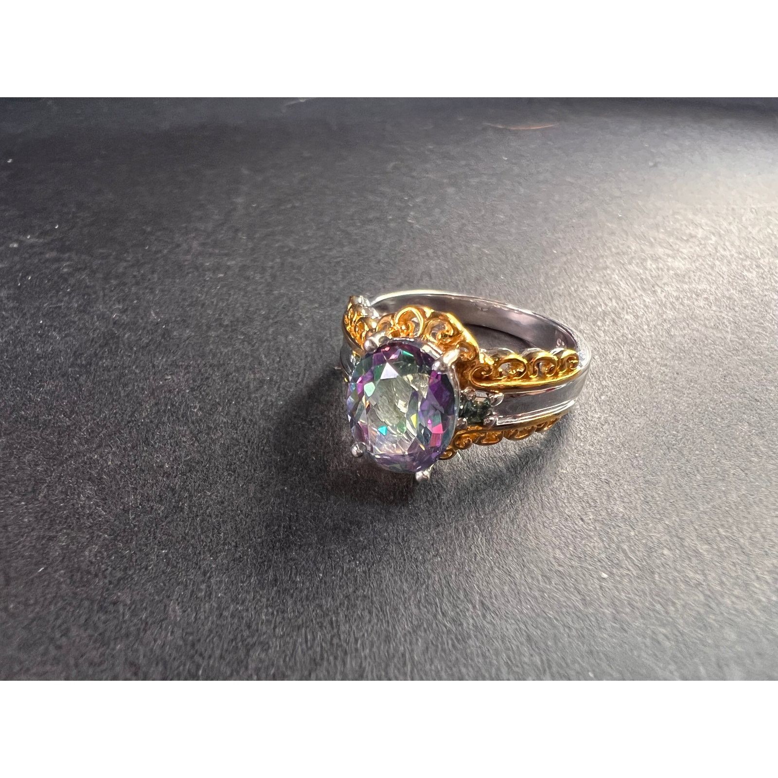 Other NEW green mystic topaz two toned sterling silver ring size 8 Size ONE SIZE - 19 Thumbnail