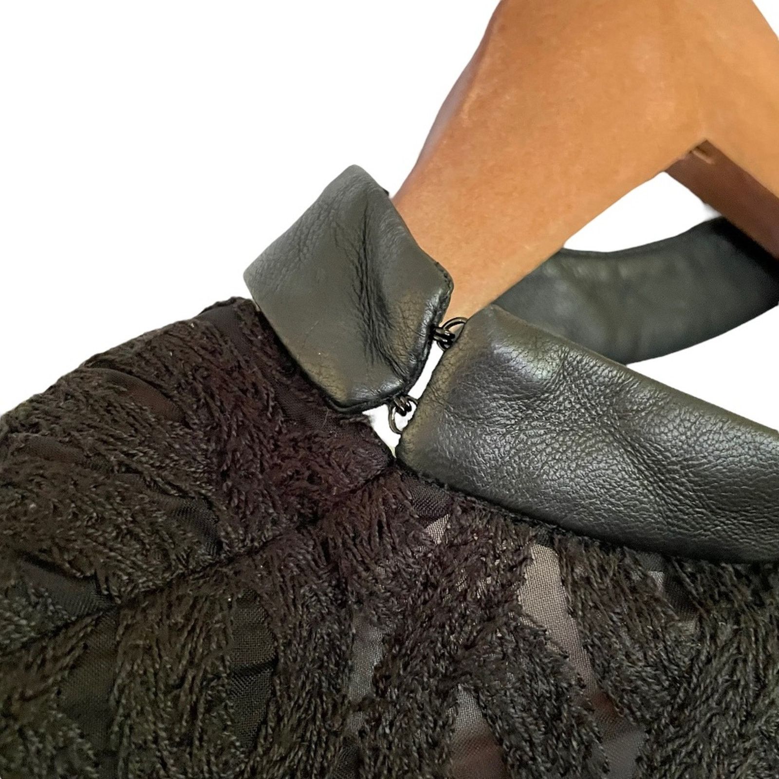 THAKOON NWT Thakoon Leather Collared Embroidered Cable Knit Dress Size S / US 4 / IT 40 - 9 Thumbnail