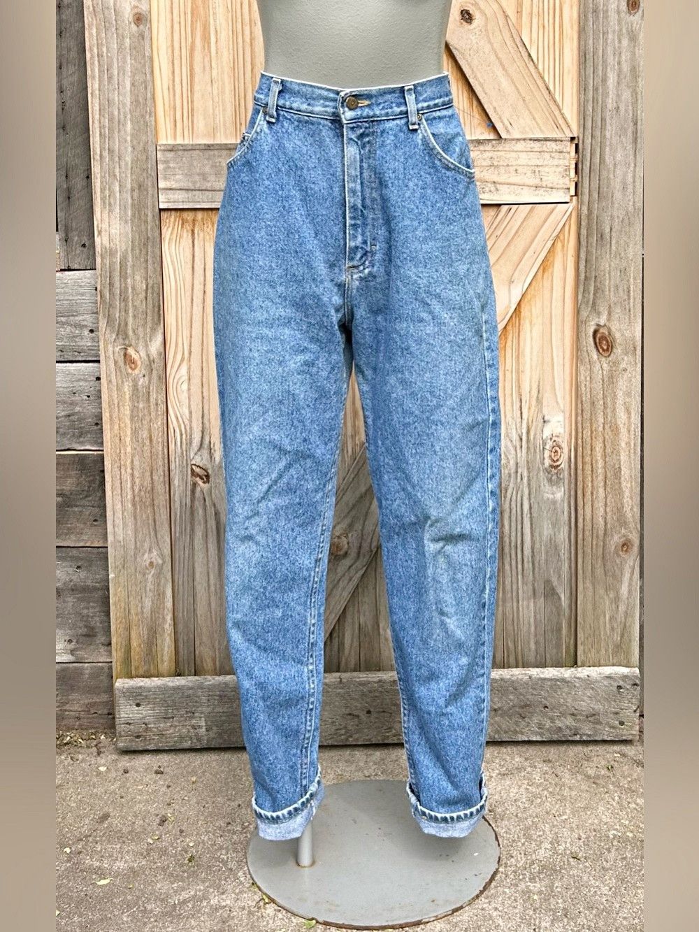 Lee Vintage Retro 80s Lee Womens Acid Wash High Rise Mom Jeans Size 34" / US 12 / IT 48 - 1 Thumbnail