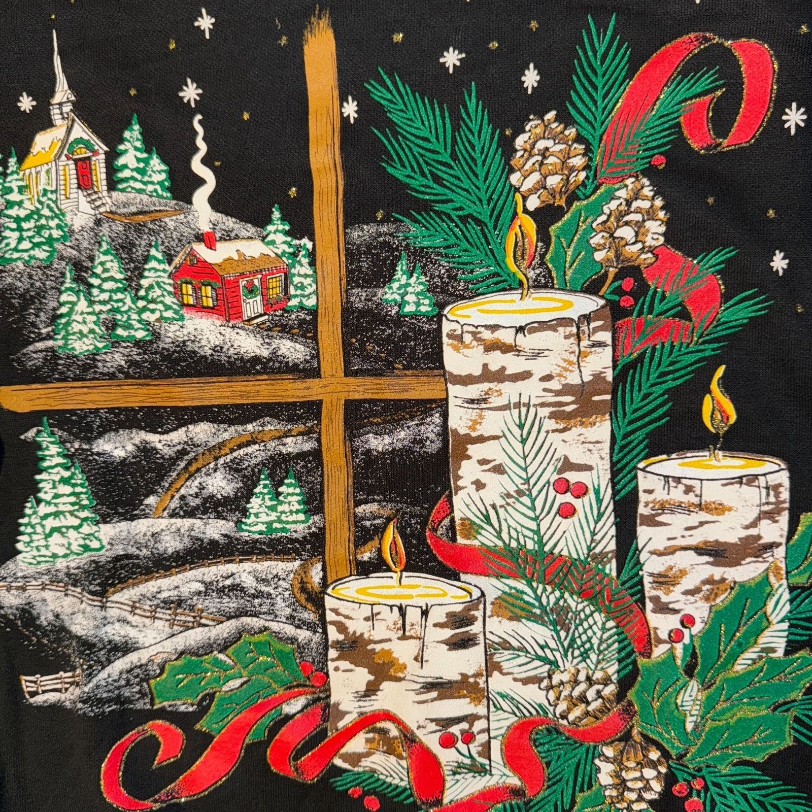 Other Vintage Holiday Time Christmas Cabin Candle Church Cross Swe Size M / US 6-8 / IT 42-44 - 2 Thumbnail