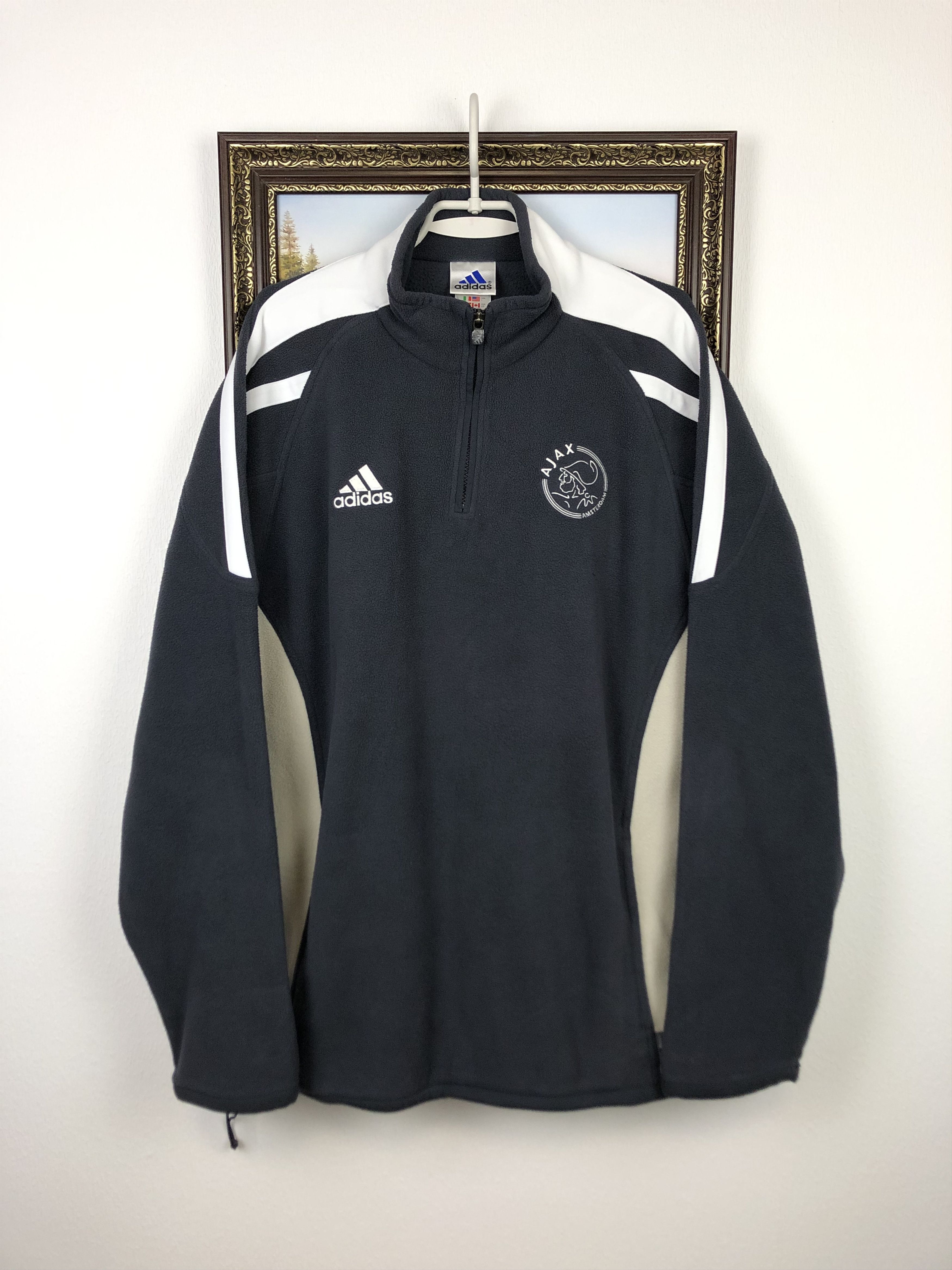 Adidas × Vintage Vintage Ajax Football Fleece Sweatshirt Track Jacket Size US L / EU 52-54 / 3 - 1 Thumbnail