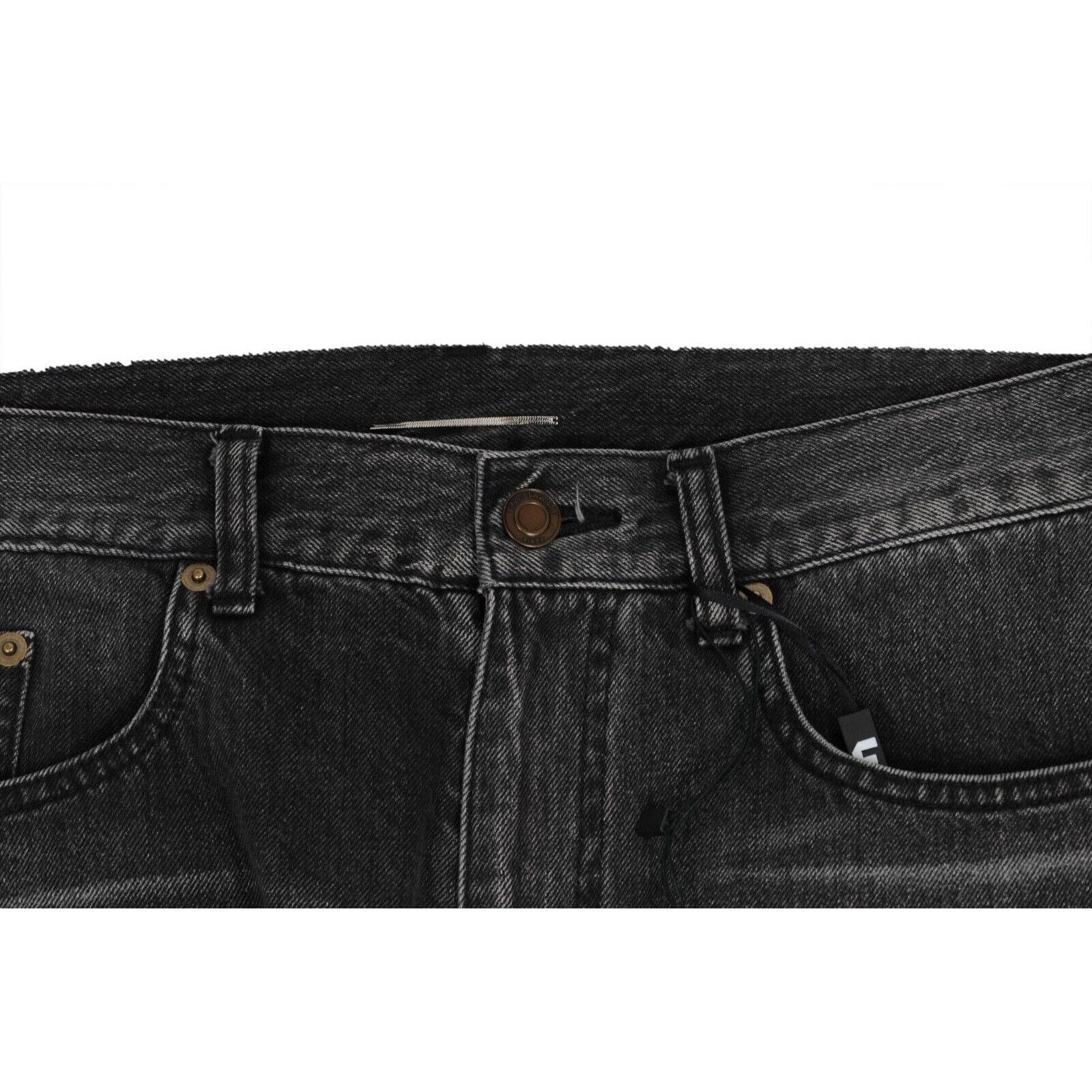 Saint Laurent Paris Jean Shorts 3310 Grey Light Wash Denim Raw Hem Size US 33 - 6 Thumbnail