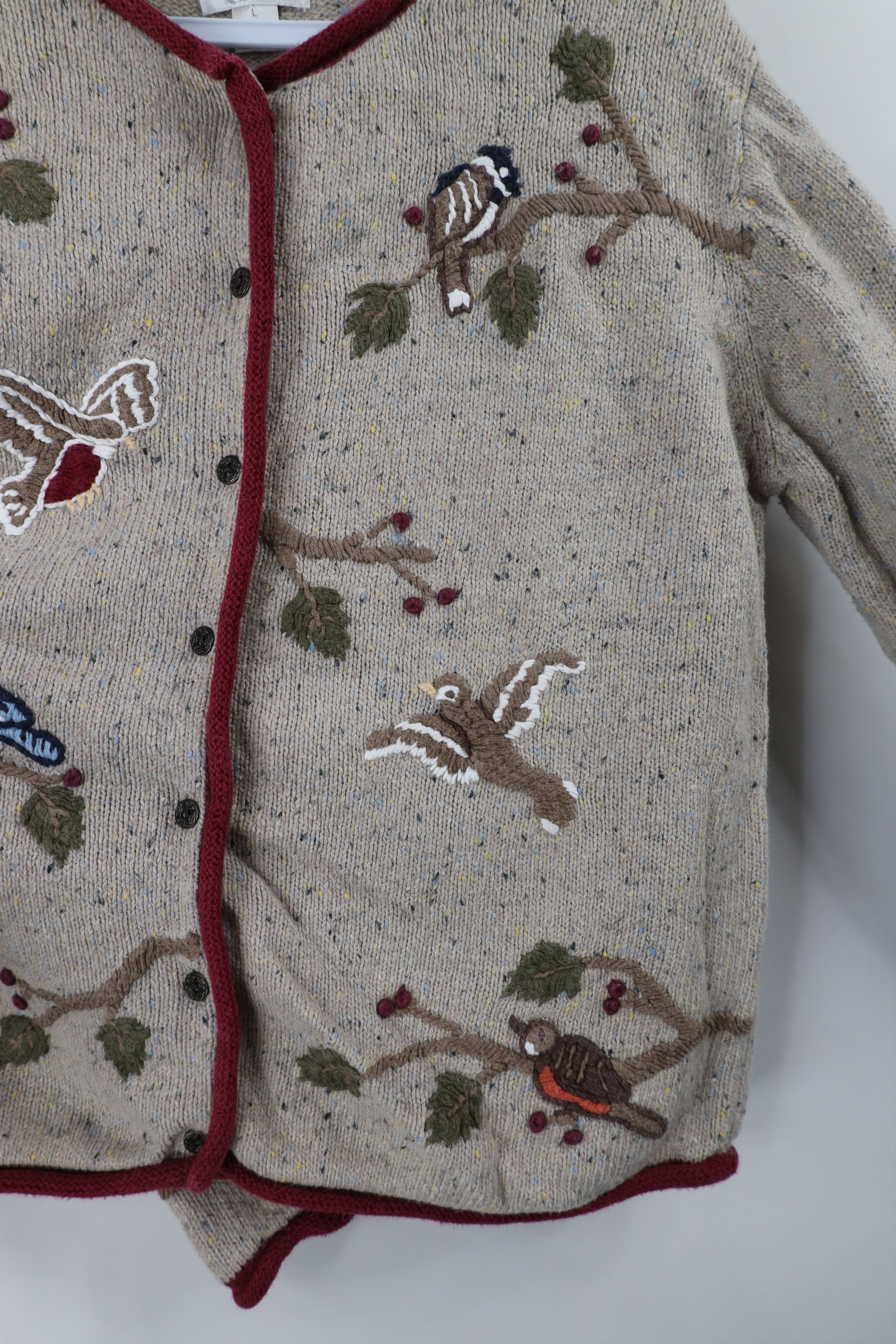 Vintage Vintage 90s Streetwear Embroidered Knit Cardigan Sweater Size L / US 10 / IT 46 - 6 Thumbnail