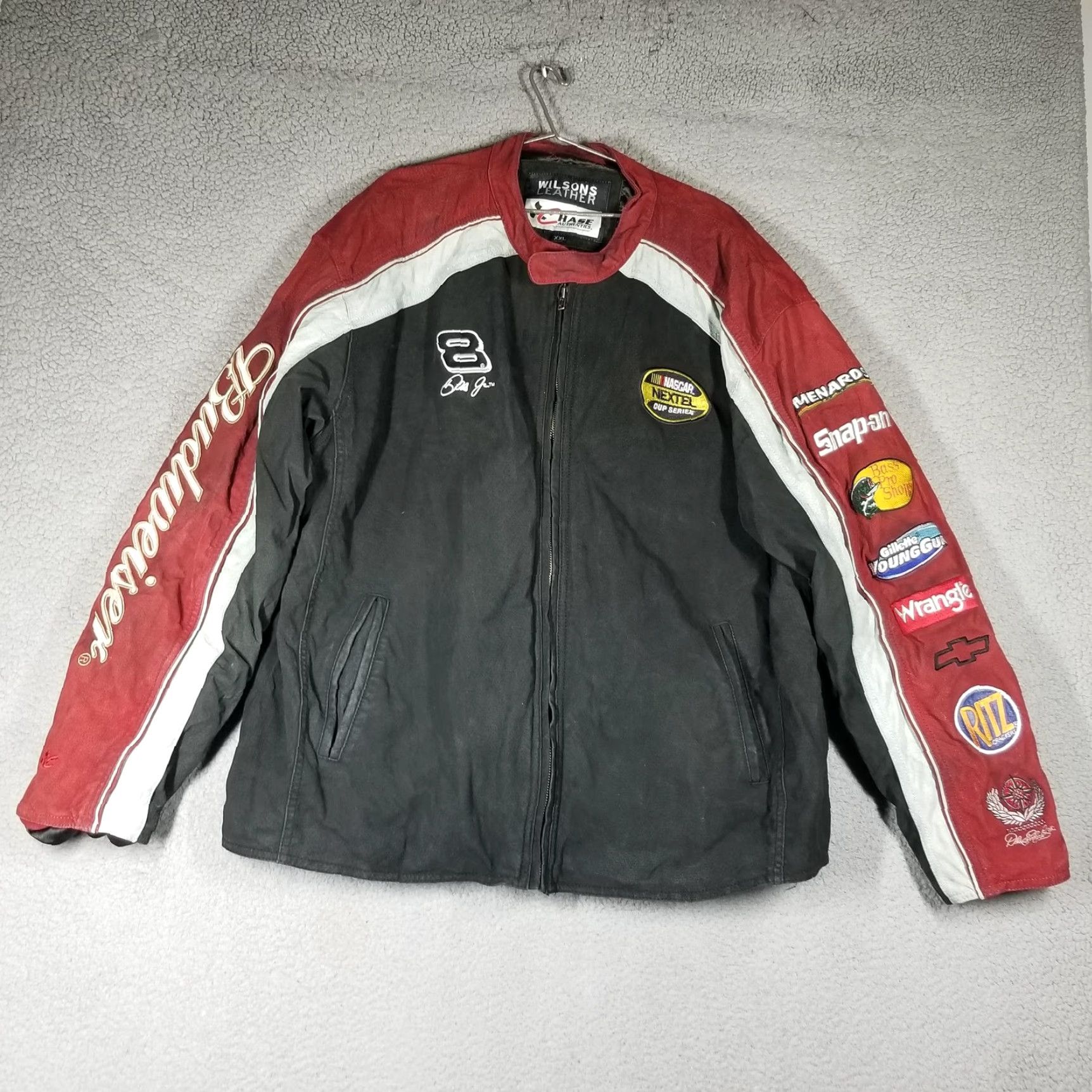 Vintage Budweiser NASCAR Jacket Mens 2XL Black Red Wilsons Leather Dale Jr Racing Chase Authentics XX Budweiser NASCAR Jacket Chase Authentics Leather 2XL Size US XXL / EU 58 / 5 - 3 Thumbnail